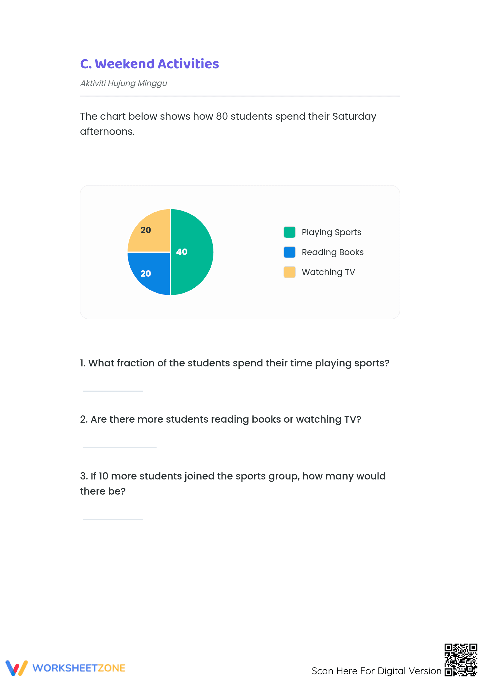 Printable Pie Charts Worksheet | Grade 4 Math - Page 3