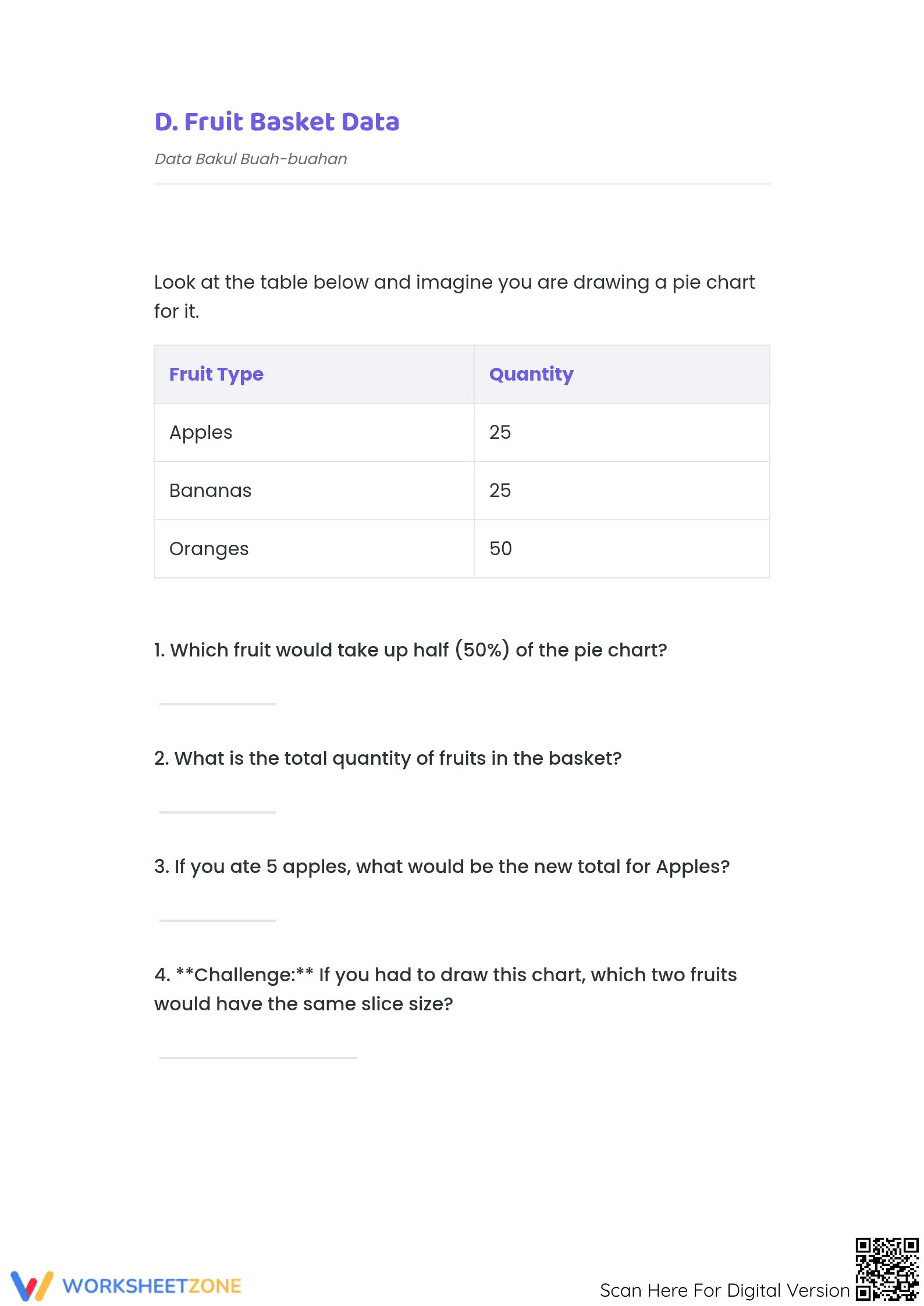 Printable Pie Charts Worksheet | Grade 4 Math - Page 4