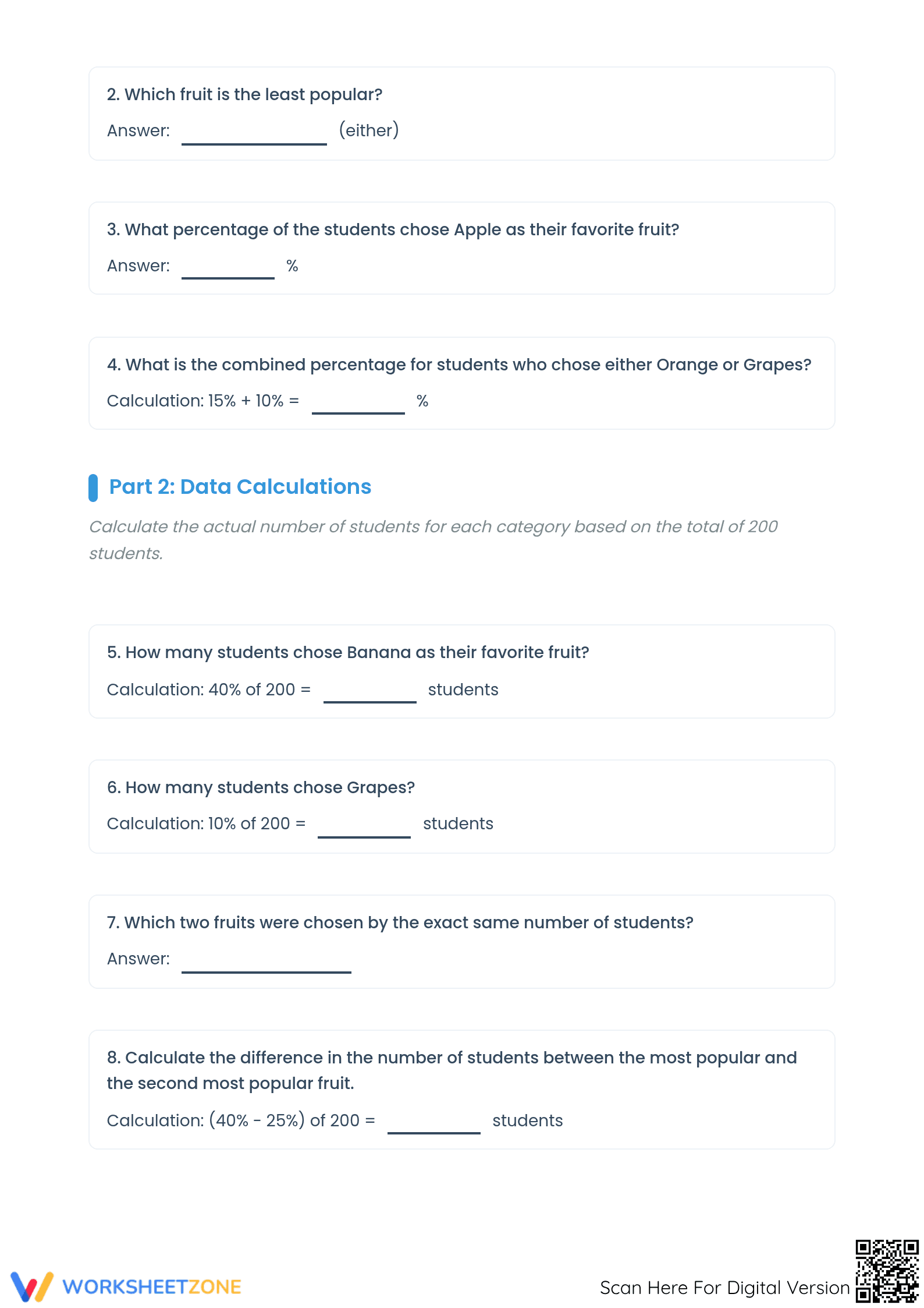 Printable Interpreting Pie Charts Worksheet | Grade 6-7 Math - Page 2