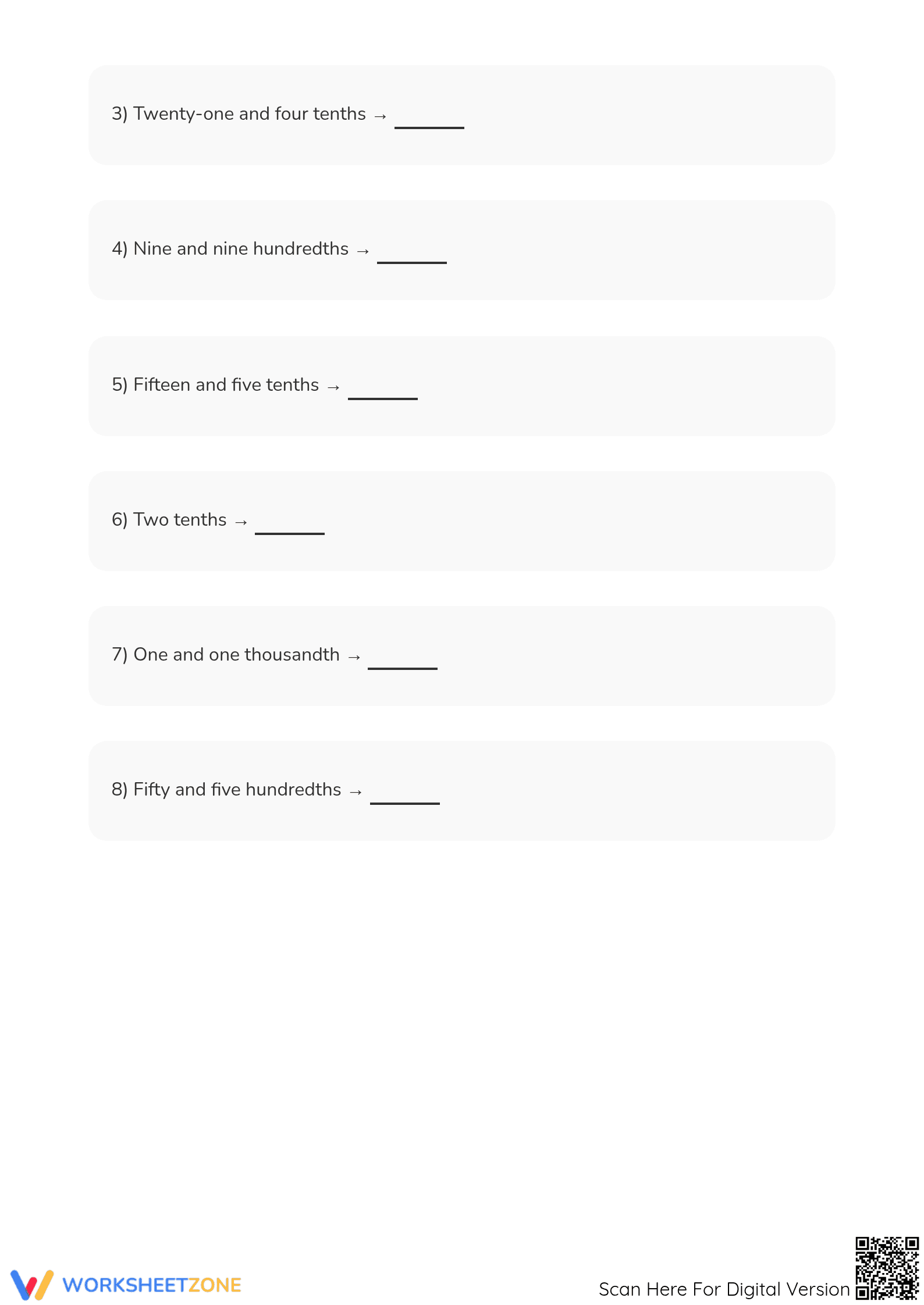 Printable Decimal Models Worksheet | Grade 4 Math - Page 4