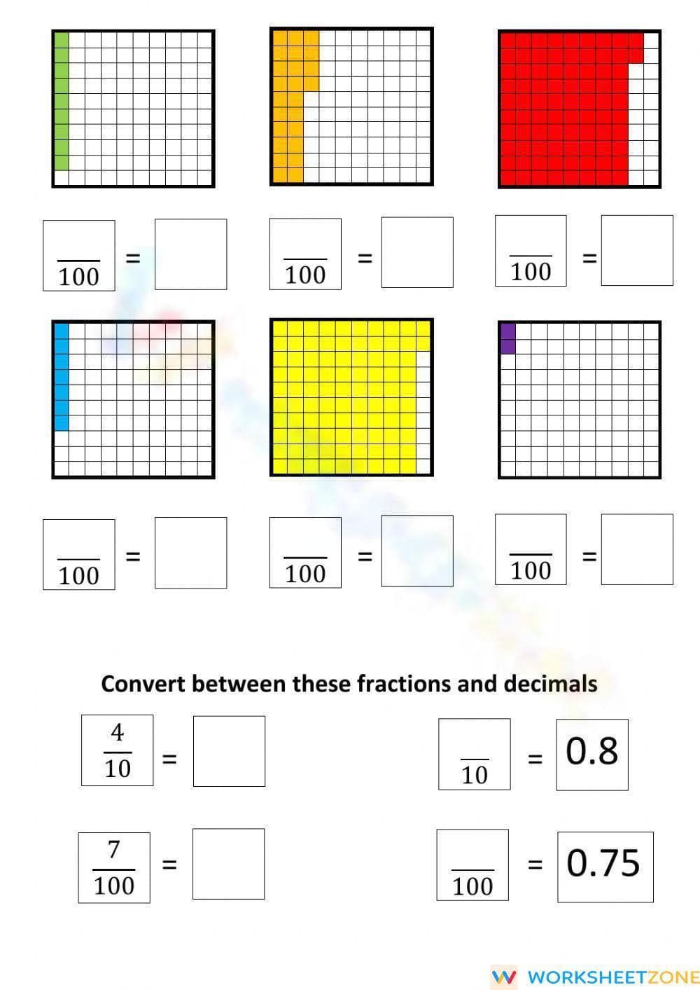 Decimals: Tenths and Hundredths Practice - Page 2