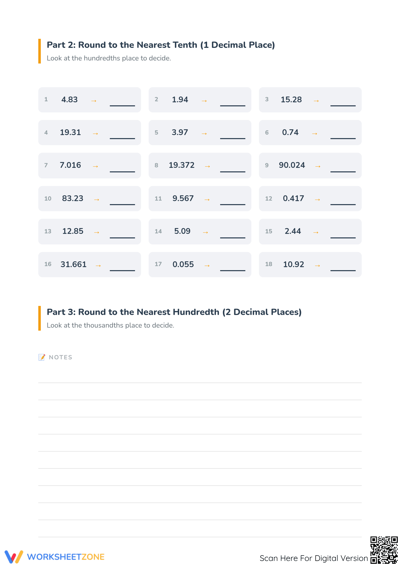 Grade 5 Rounding Decimals — Printable No-Prep Worksheet - Page 2