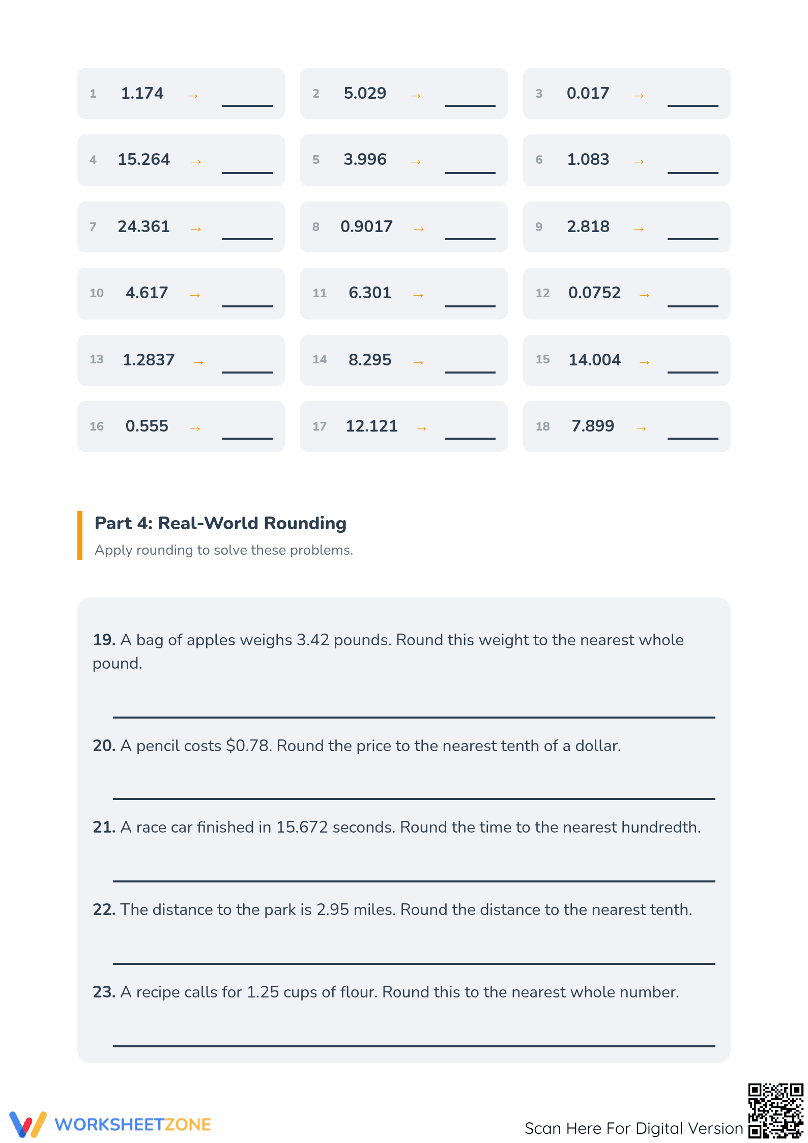 Grade 5 Rounding Decimals — Printable No-Prep Worksheet - Page 3