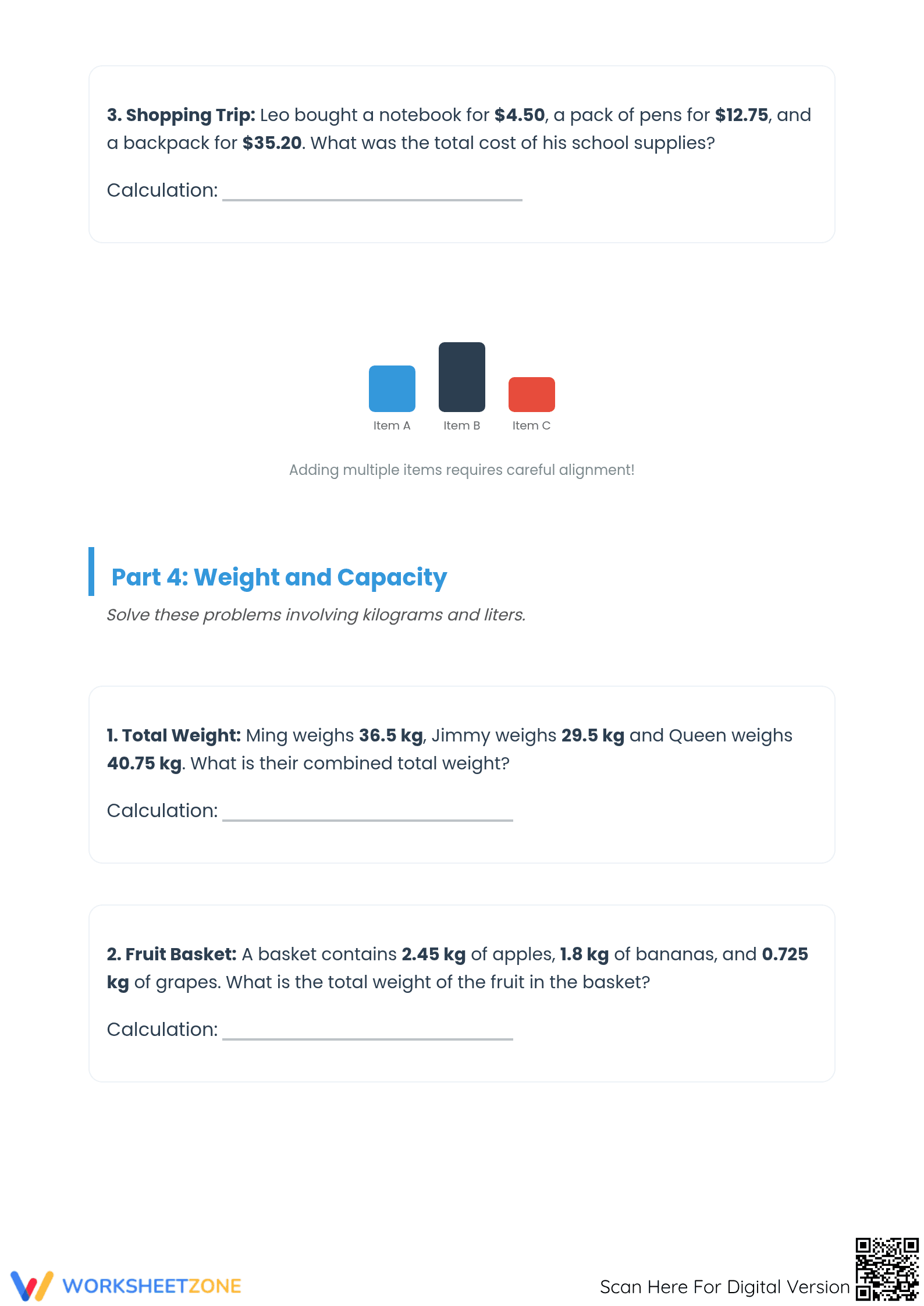 Printable Adding Decimals Worksheet | Grade 5 Math - Page 4