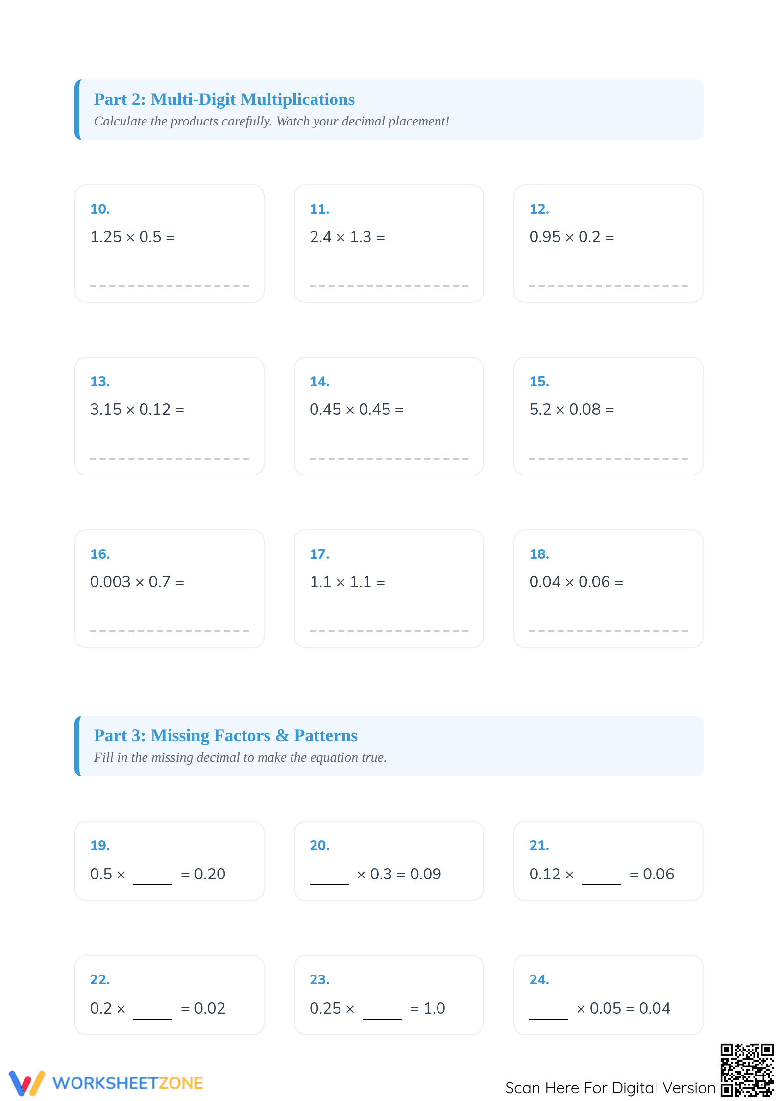 Printable Multiplying Decimals Worksheet | Grade 5 Math - Page 2