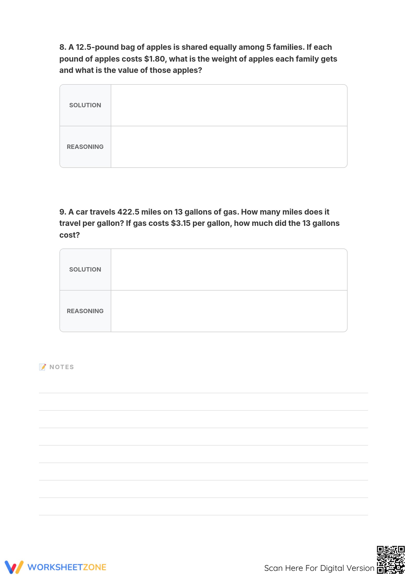 Printable Decimal Word Problems Worksheet | Grade 5 - Page 4