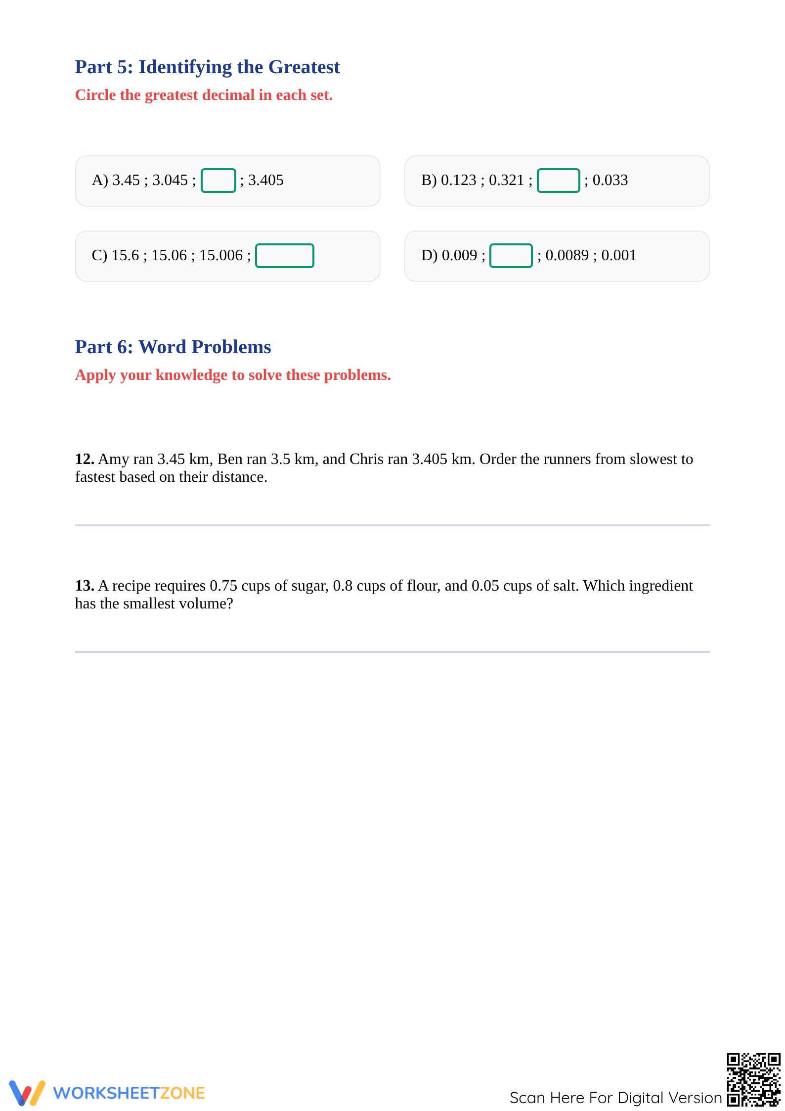 Grade 5 Decimals — Complete No-Prep Worksheet - Page 3