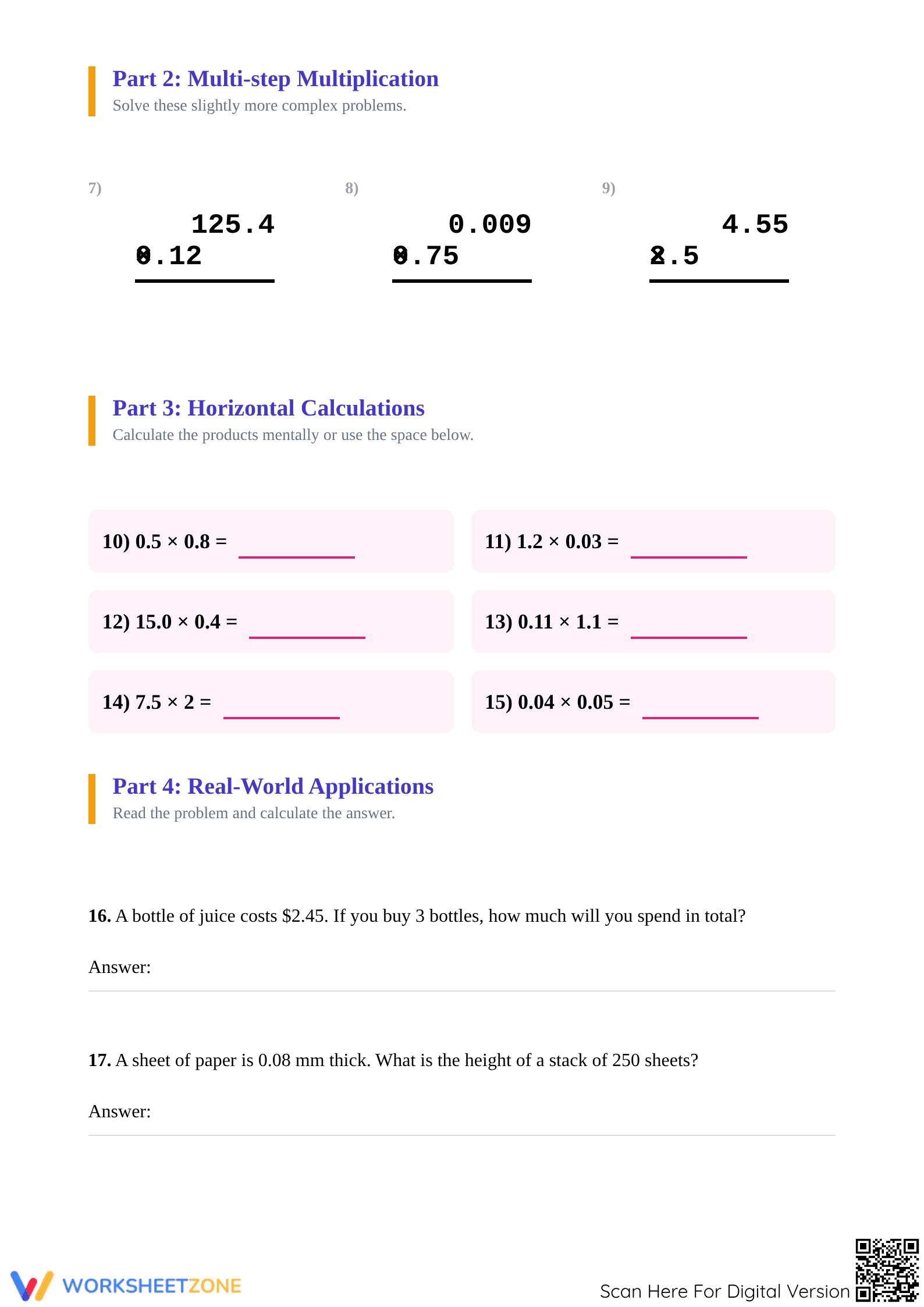 Printable Multiplying Decimals Worksheet | Grade 5 Math - Page 2