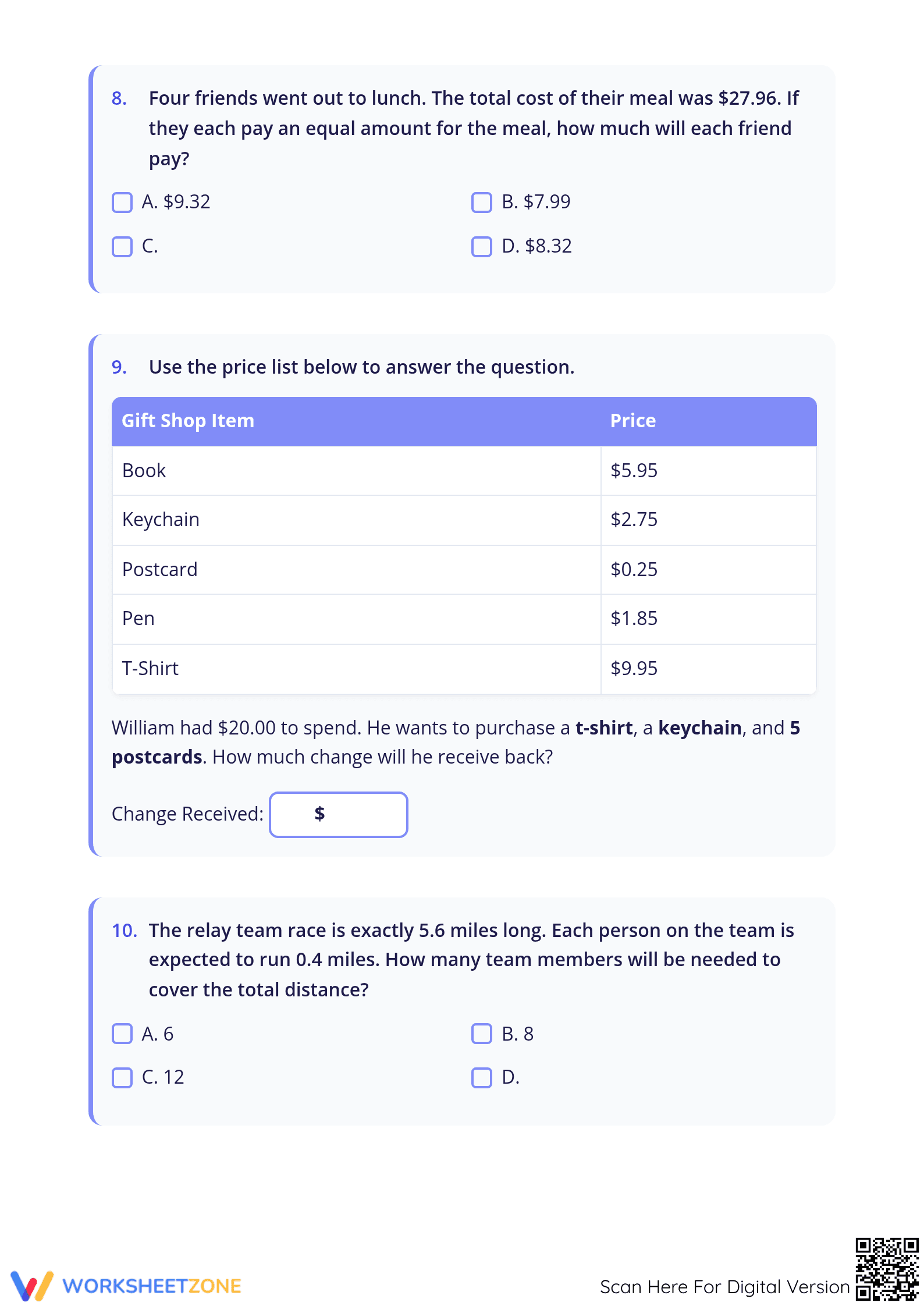 5.NBT.B.7 Decimal Assessment — Grade 5 Aligned Worksheet - Page 4