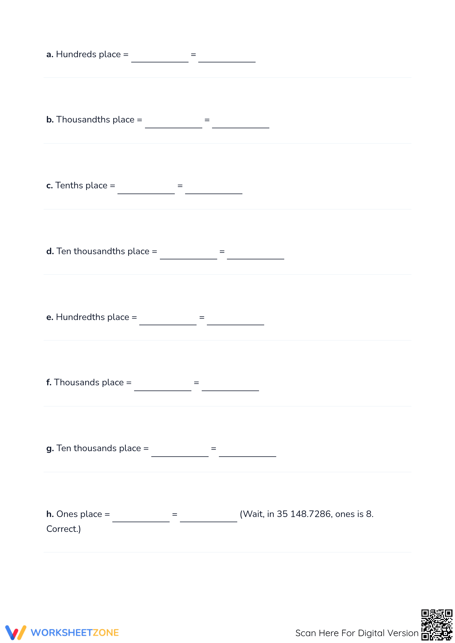 Printable Decimal Place Value Worksheet | Grade 5 Math - Page 2