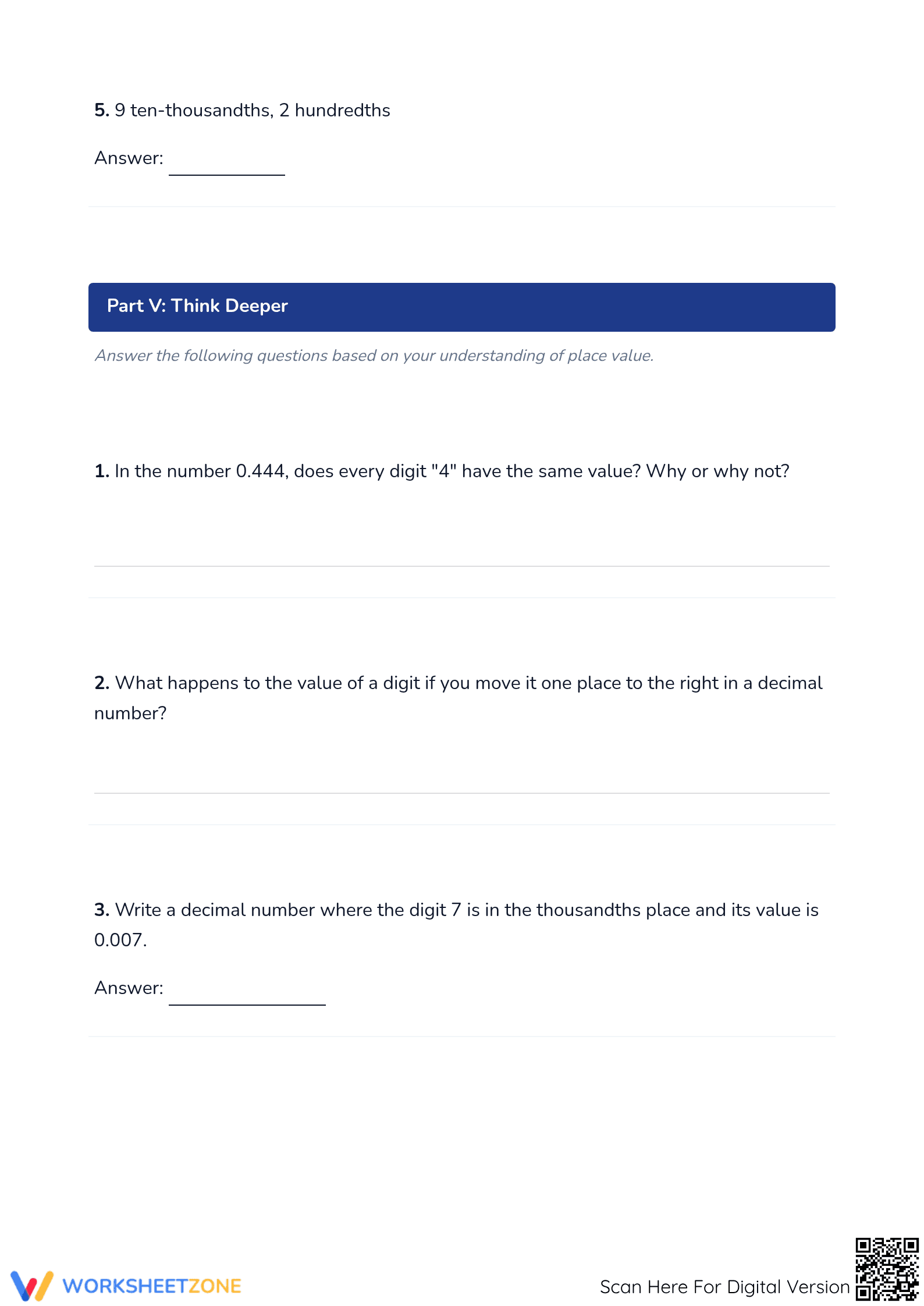 Printable Decimal Place Value Worksheet | Grade 5 Math - Page 5