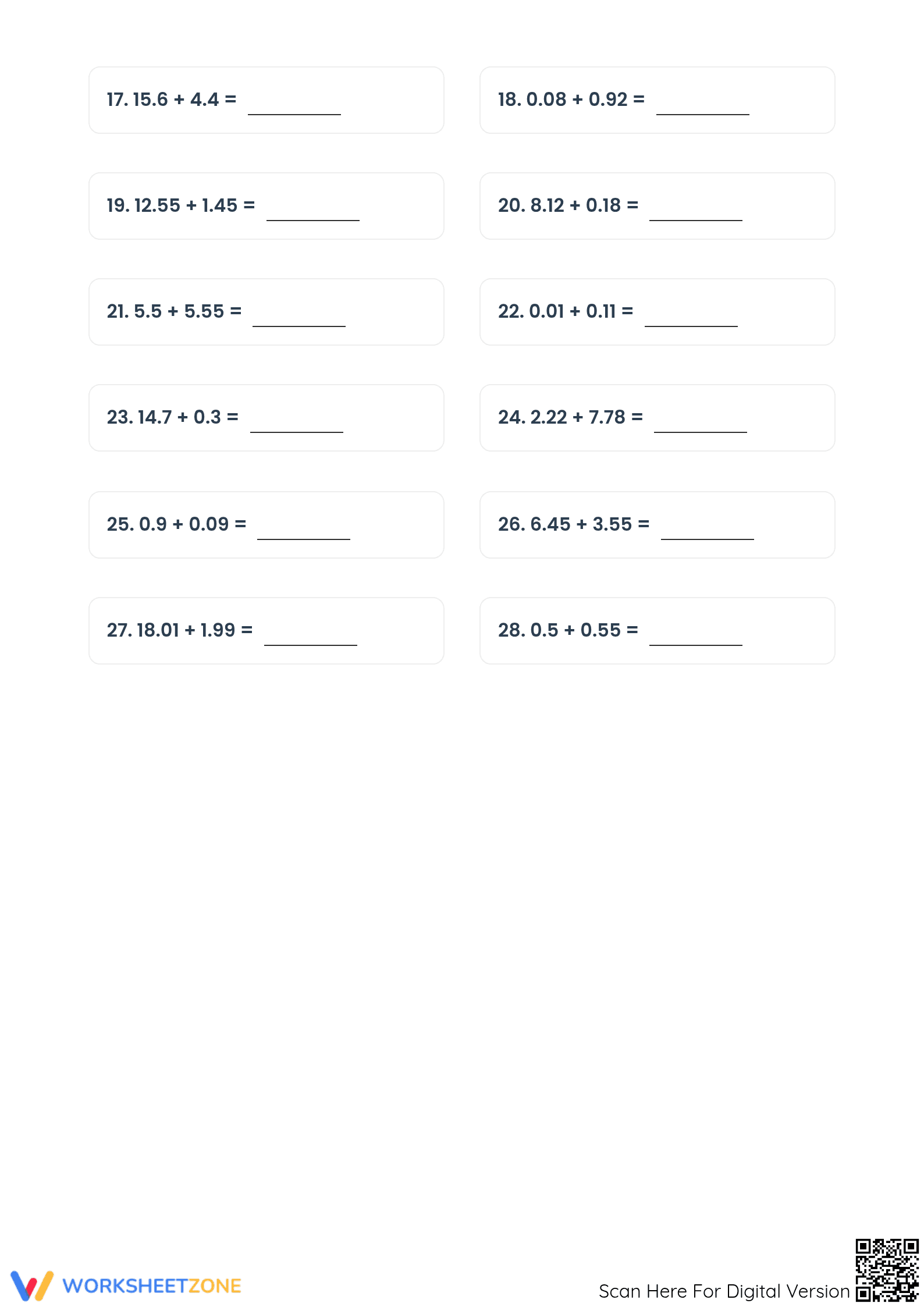 Essential Adding Decimals to Tenths Worksheet | Grade 5 Math - Page 3