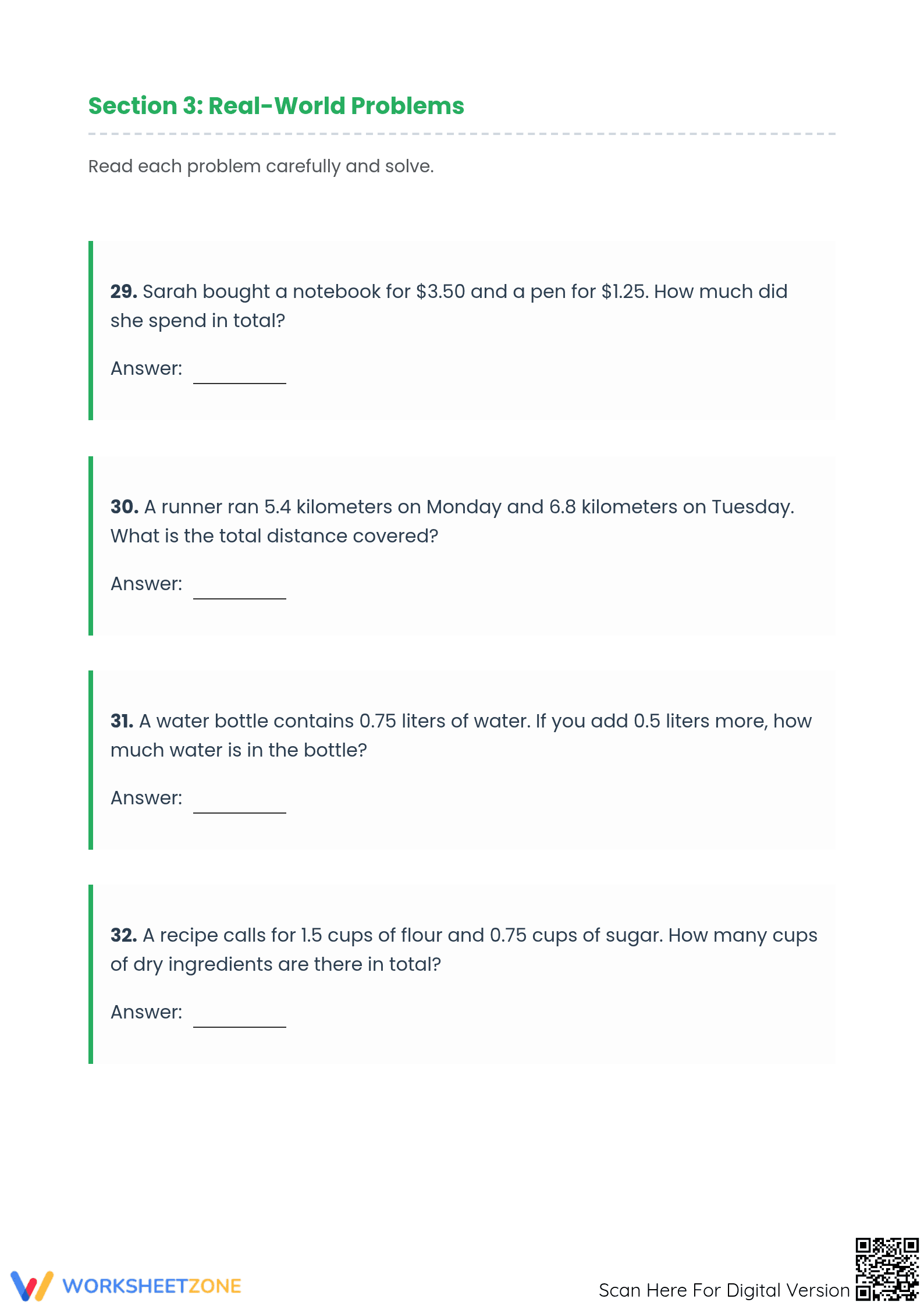 Essential Adding Decimals to Tenths Worksheet | Grade 5 Math - Page 4