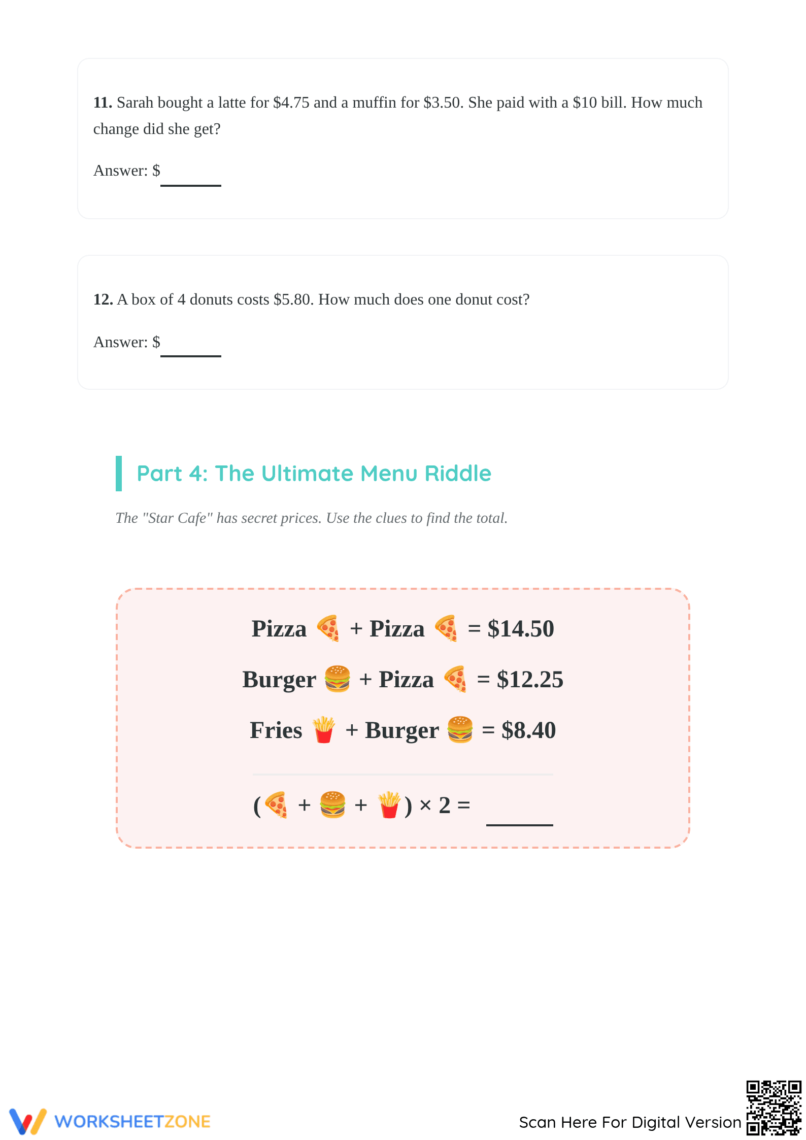 Printable Decimal Riddles Math Worksheet | Grade 5-7 - Page 3