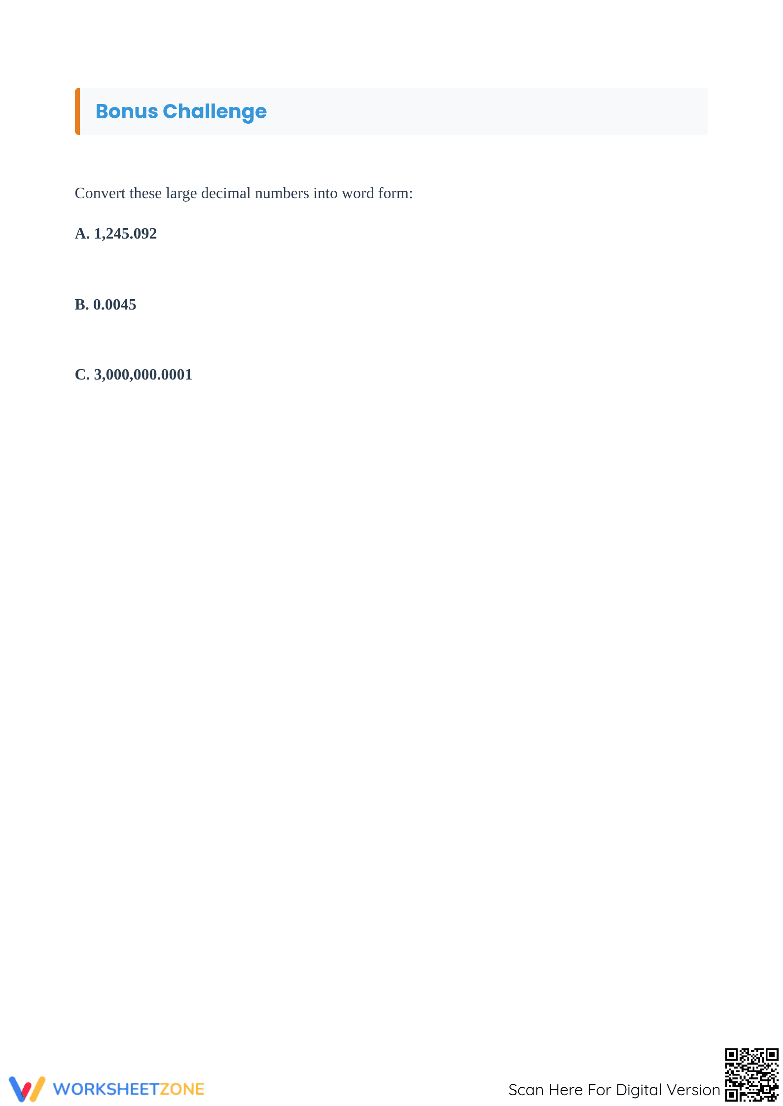 Essential Reading and Writing Decimals Worksheet | Grade 5 - Page 5