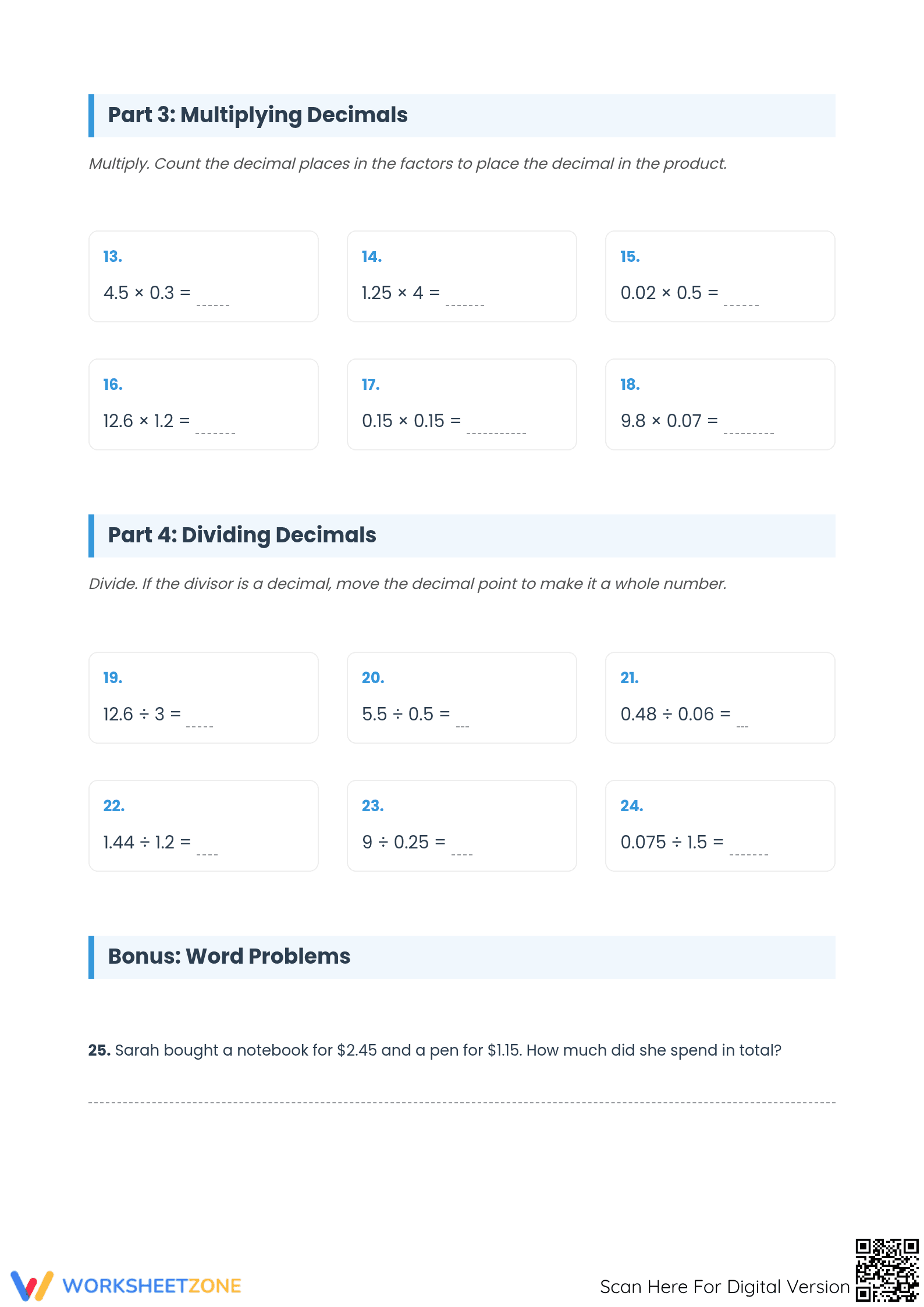Complete Grade 6 Decimals Review — Printable No-Prep Math - Page 2