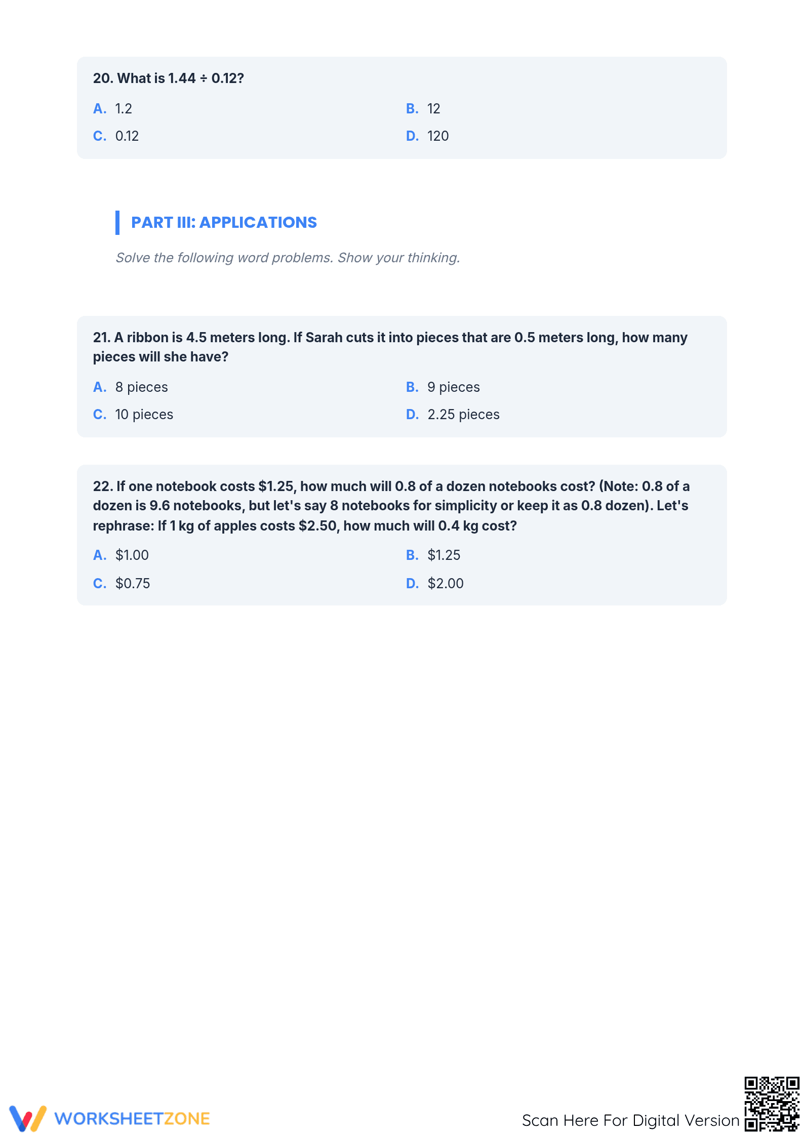Essential 5.NBT.B.7 Test: Decimal Operations — Grade 5 Ready - Page 4