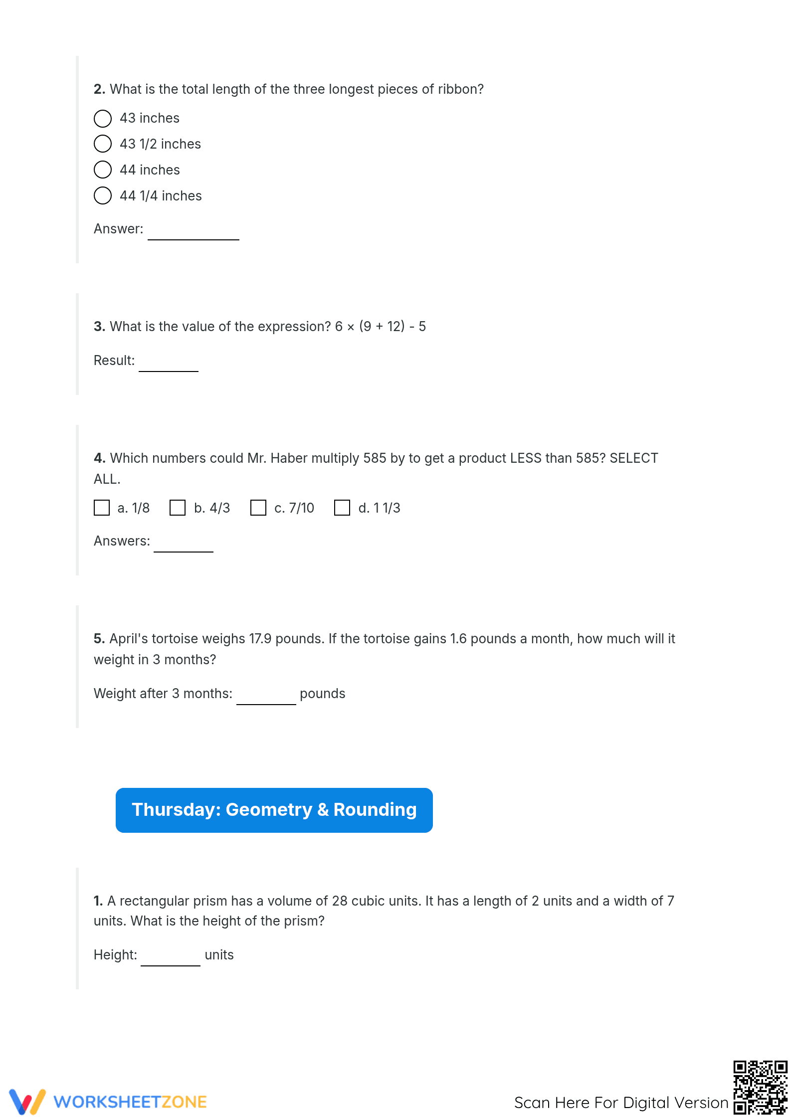 Printable Spiral Review 4.9: Grade 5 Decimals Mastery Guide - Page 4
