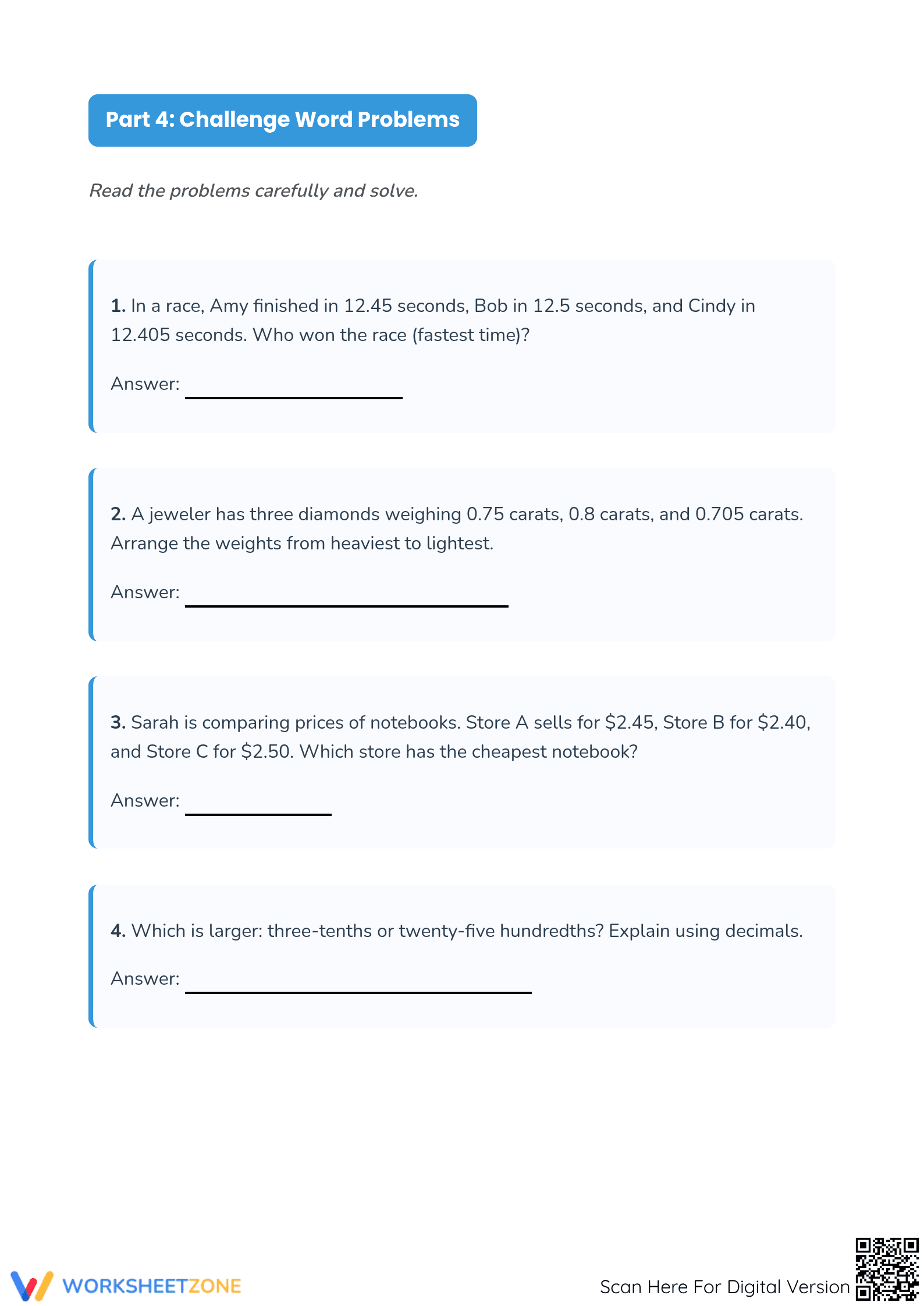 Printable Decimal Operations Worksheet | Grade 5 Math - Page 4