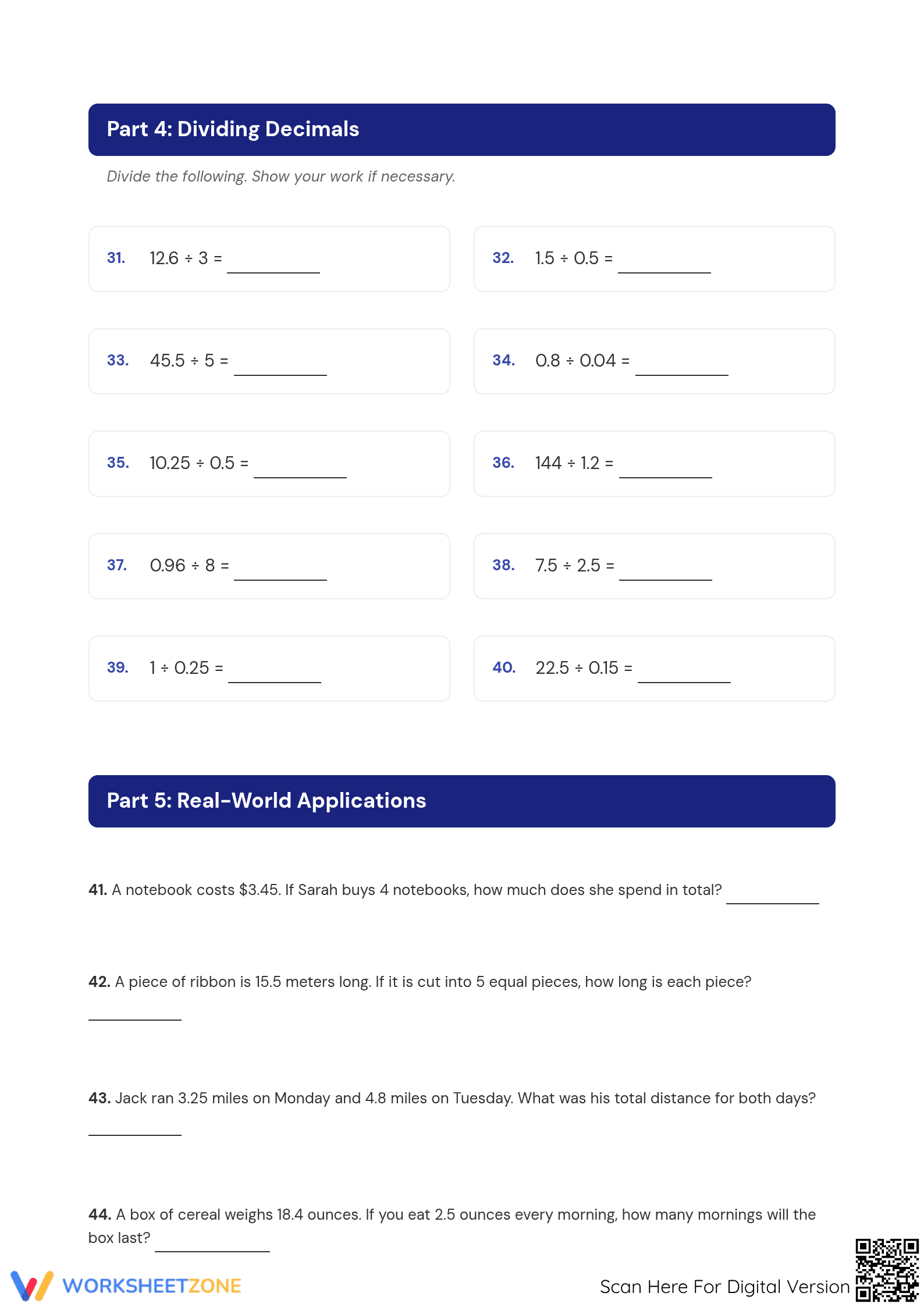 Essential Decimal Operations Practice | Printable Grade 6 - Page 3