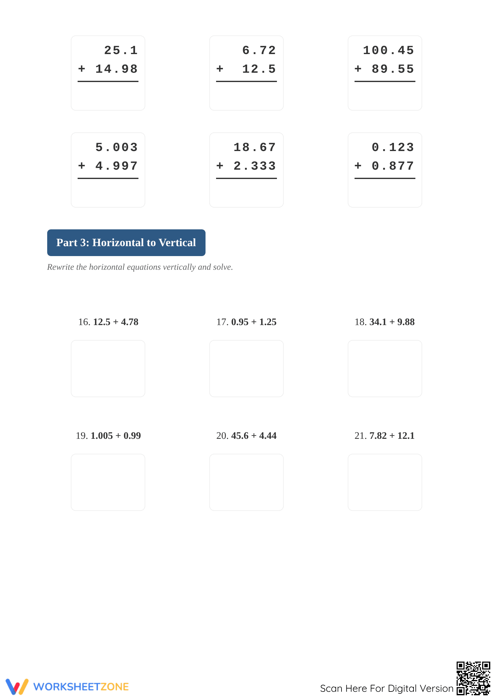 Printable Decimal Addition Worksheet | Complete Grade 5 Math - Page 2