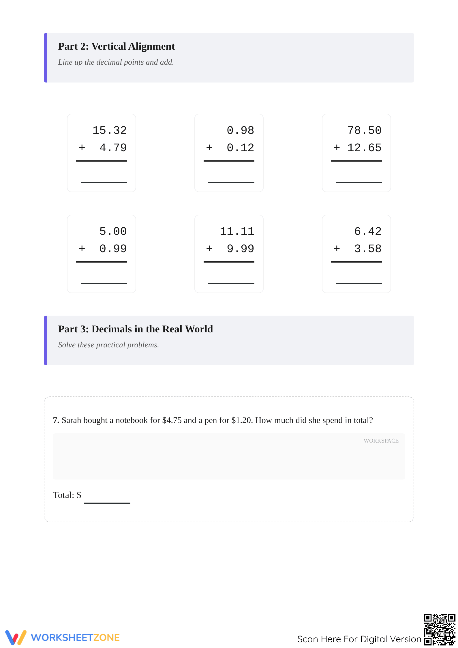 Printable Add Decimals Worksheet | Grade 5 Math Essential - Page 2
