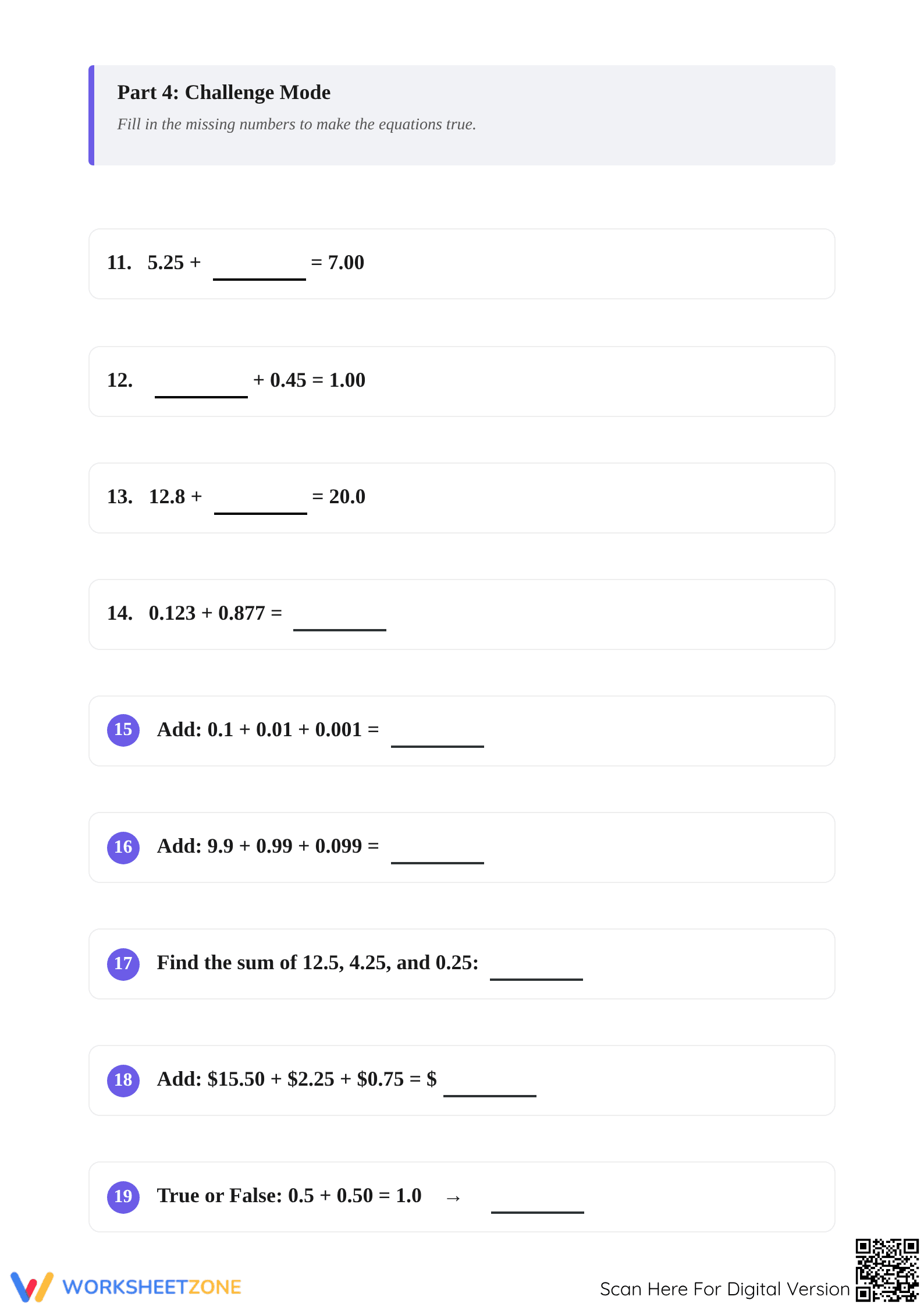 Printable Add Decimals Worksheet | Grade 5 Math Essential - Page 4