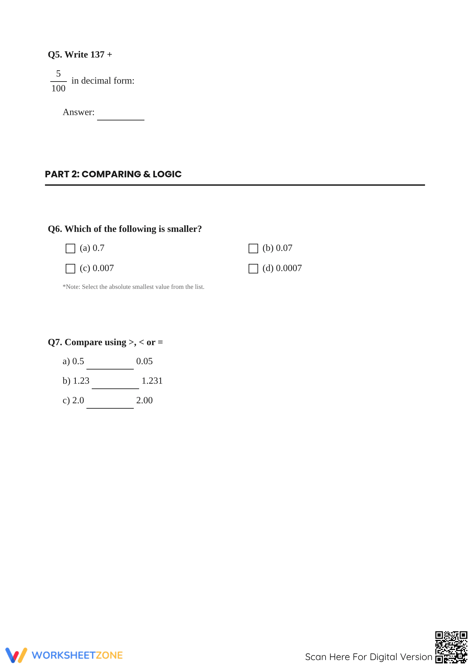 Essential Decimals Practice Worksheet | Grade 6 Math - Page 2