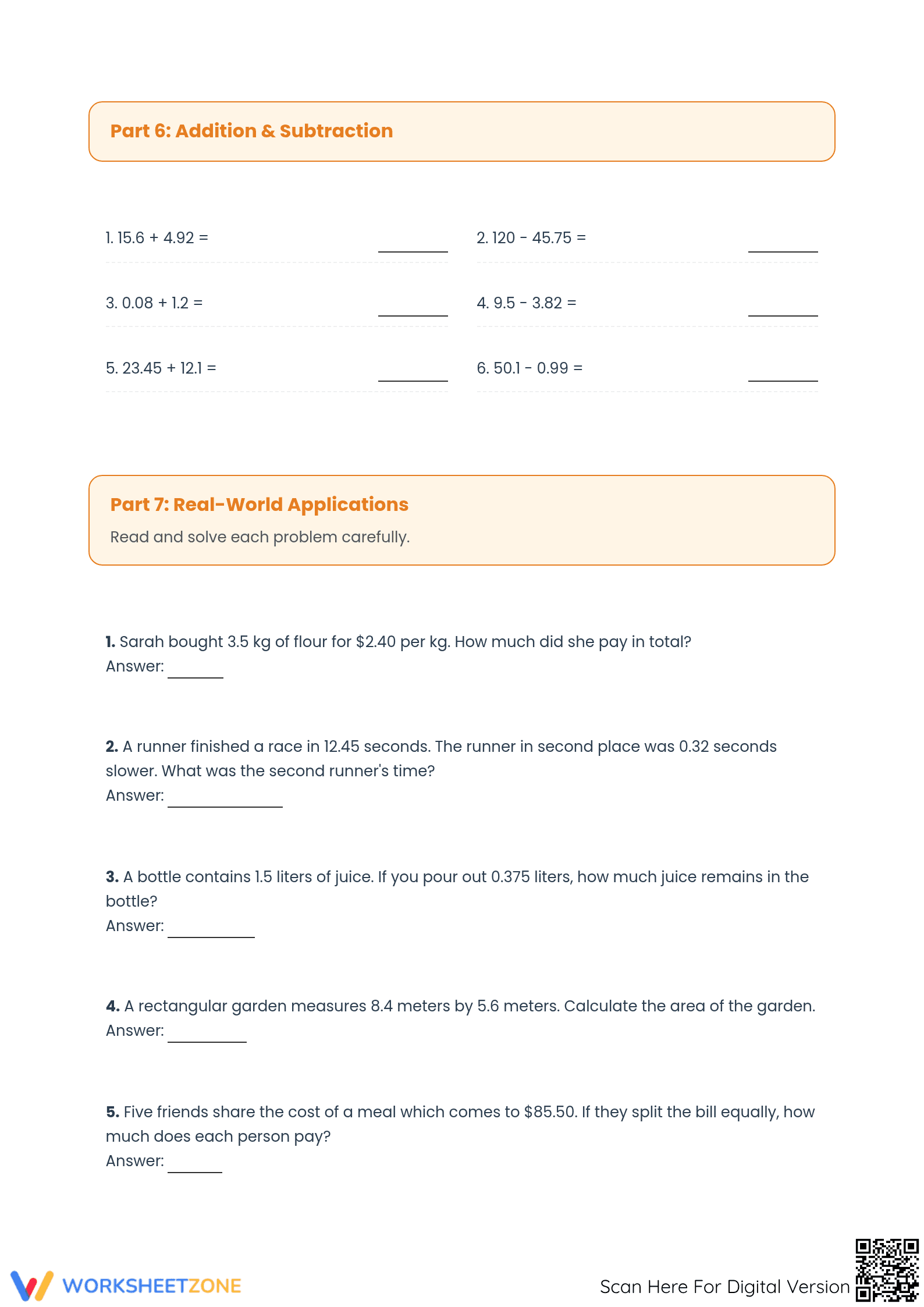 Essential Decimals Operations Worksheet | Grade 6 Aligned - Page 3
