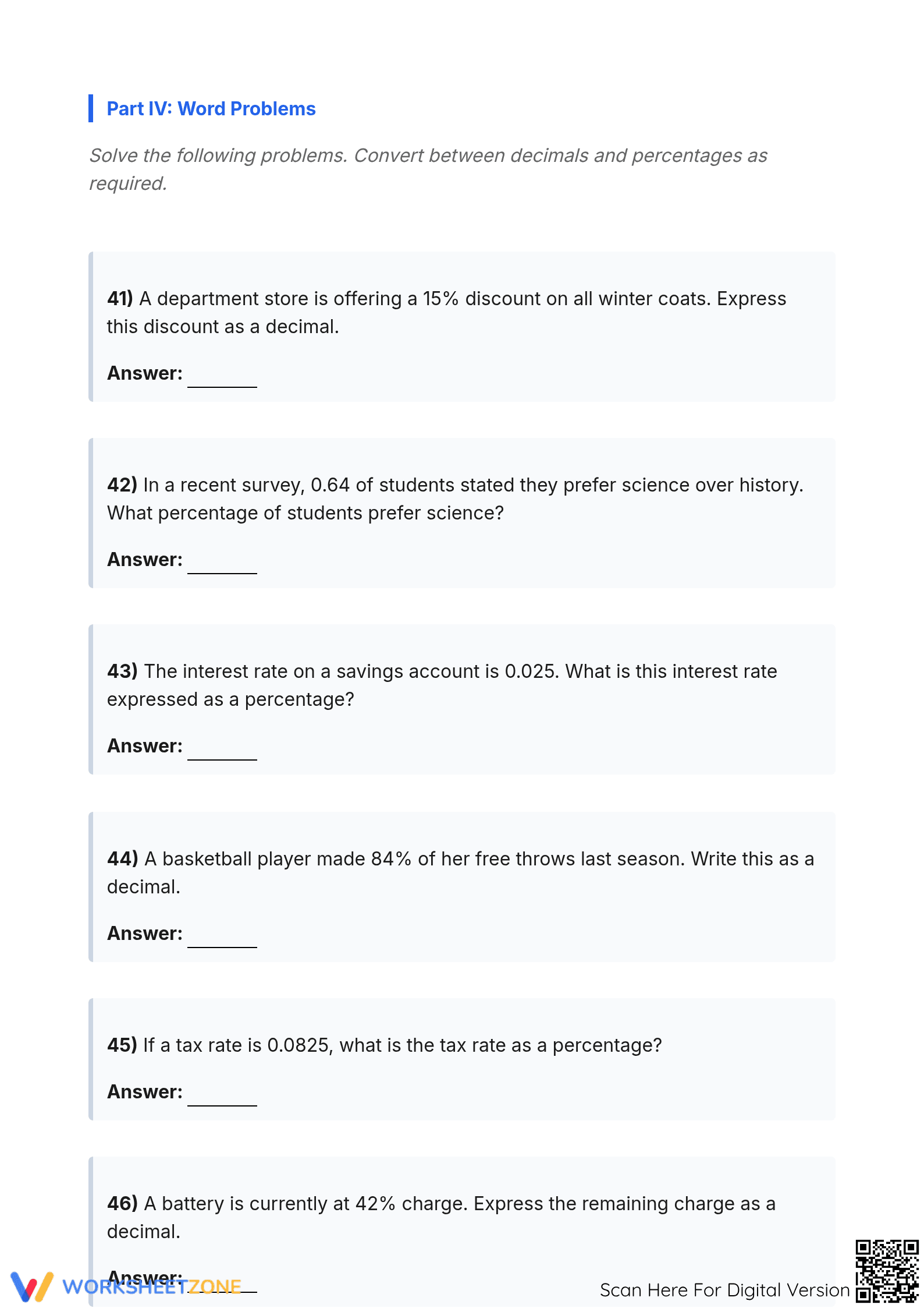 Decimal and Percents Practice | Grade 10 Essential Worksheet - Page 3