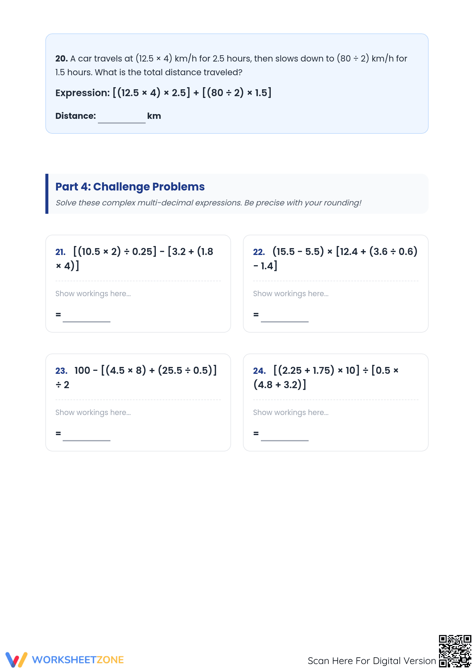 Essential Decimal Order of Operations (PEMDAS) Math Worksheets - Page 4