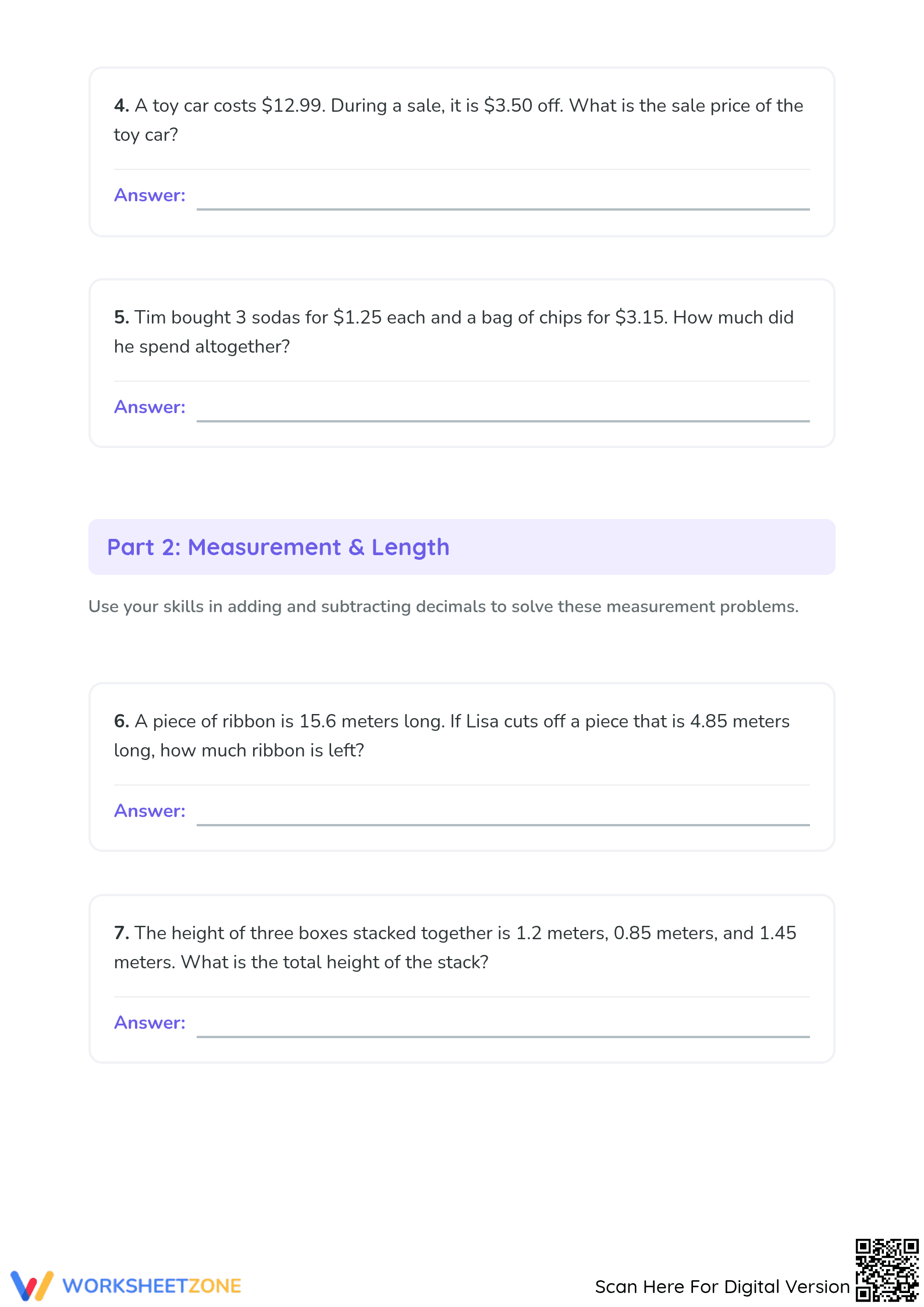 Decimal Word Problems & PEMDAS | Grade 5 Math Printable - Page 2