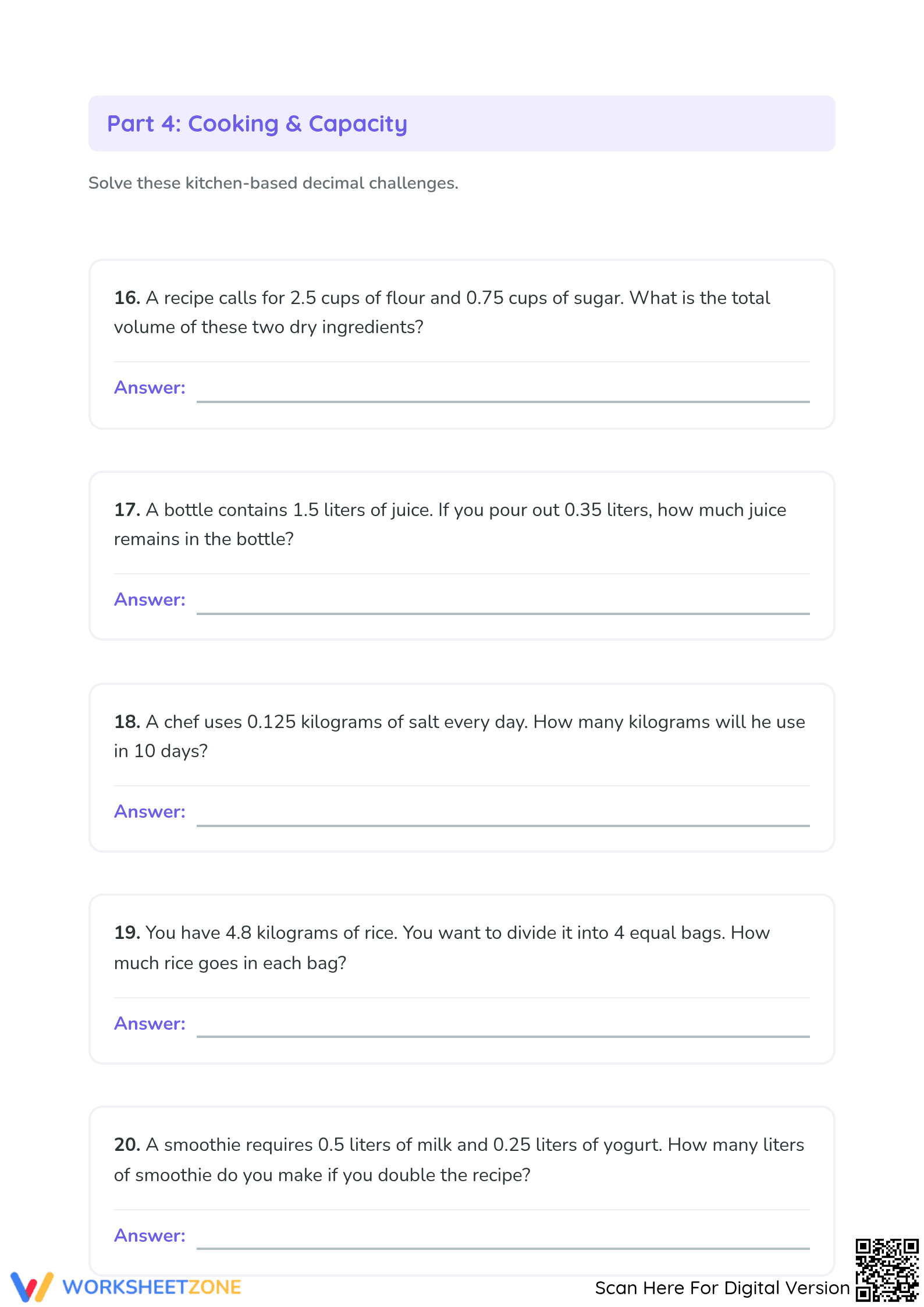 Decimal Word Problems & PEMDAS | Grade 5 Math Printable - Page 5