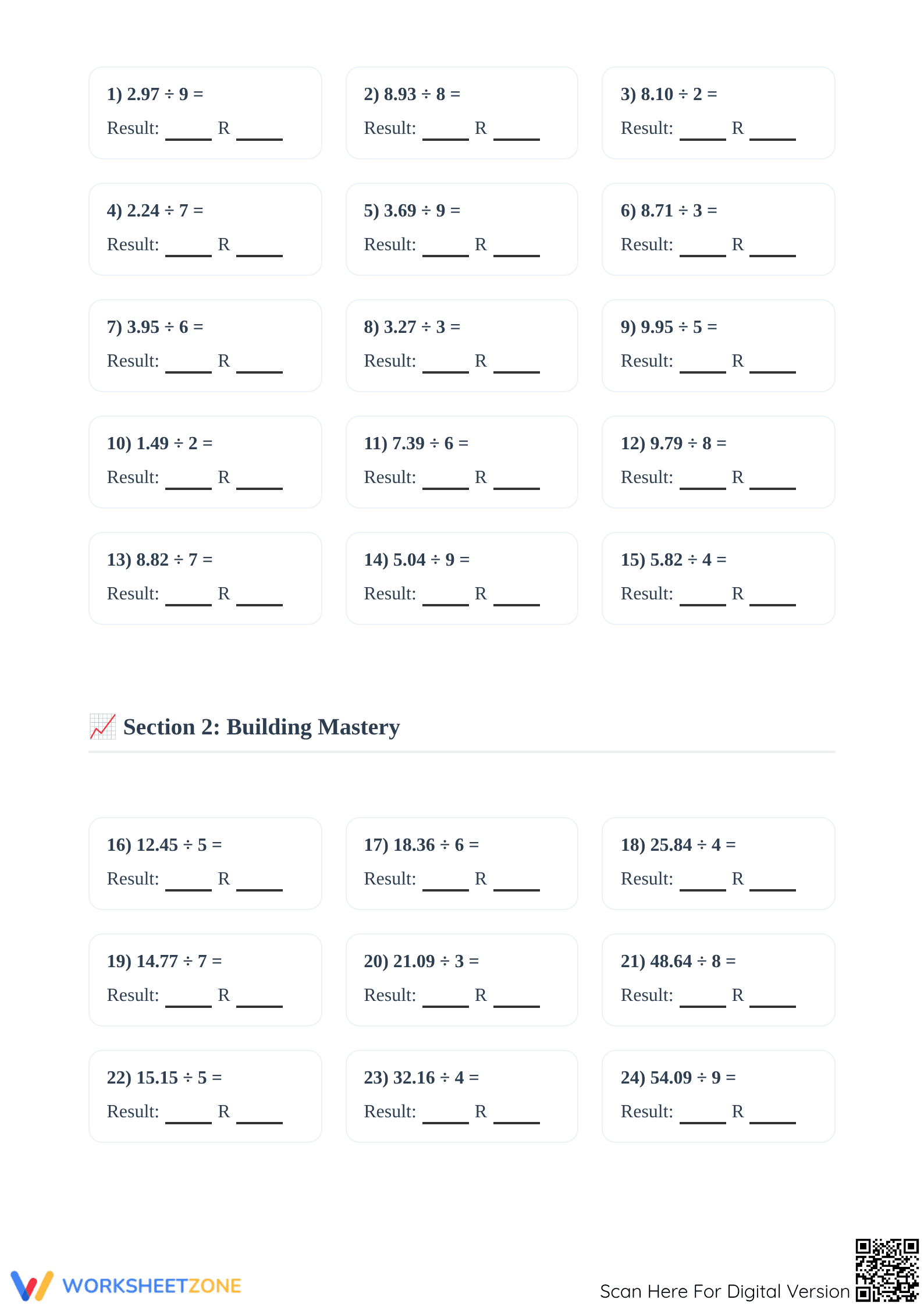 Division of Decimals Worksheet | Grade 6 Math Essential - Page 2