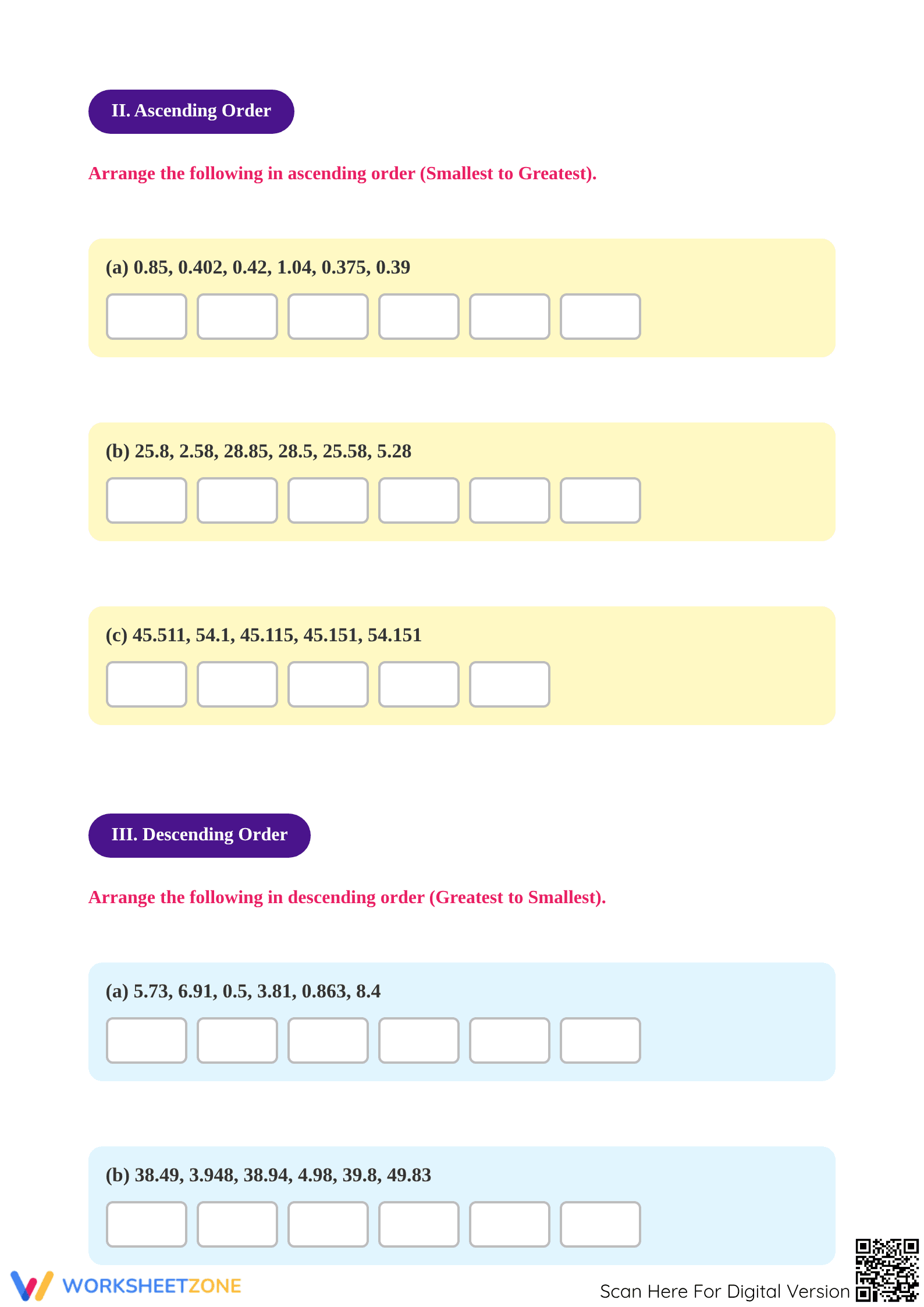 Grade 4 Decimals — Printable No-Prep Worksheet - Page 2