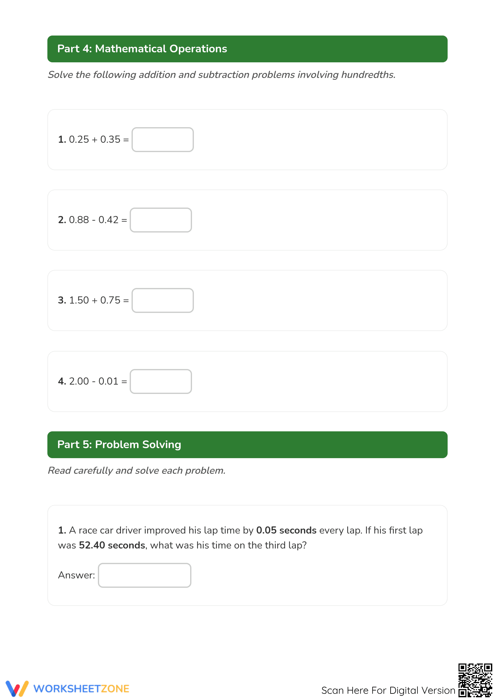 Essential Hundredths Worksheet | Grade 4 & 5 Math - Page 3
