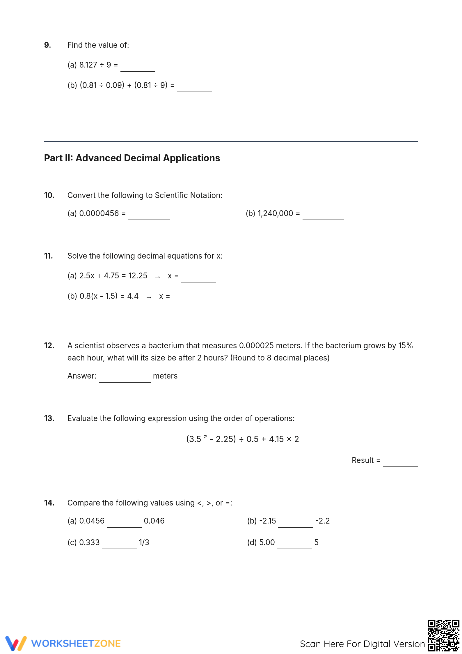 Essential Decimals Mastery Test | Grade 10-12 Printable - Page 3