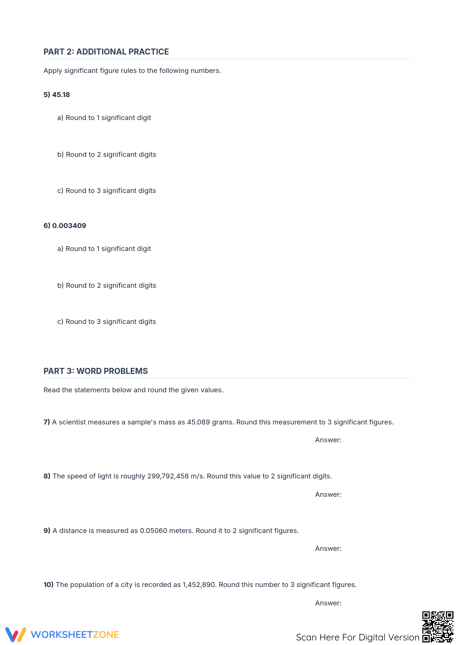 Significant Figures & Decimals Worksheet | Grade 10-12 Ready - Page 2