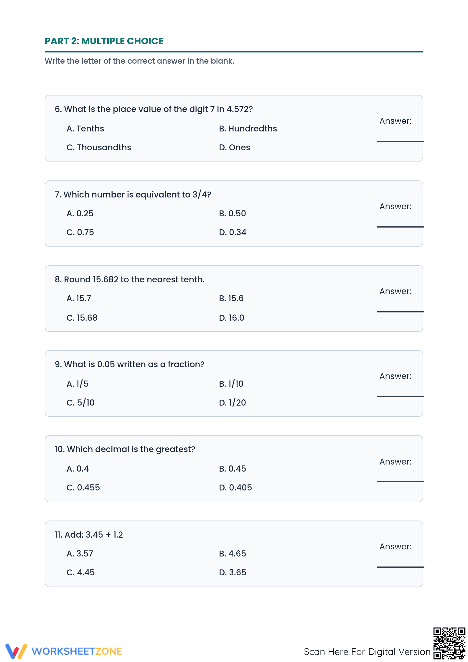 5.NBT.B.7 Worksheet: Decimal Operations — Grade 5 Aligned - Page 2