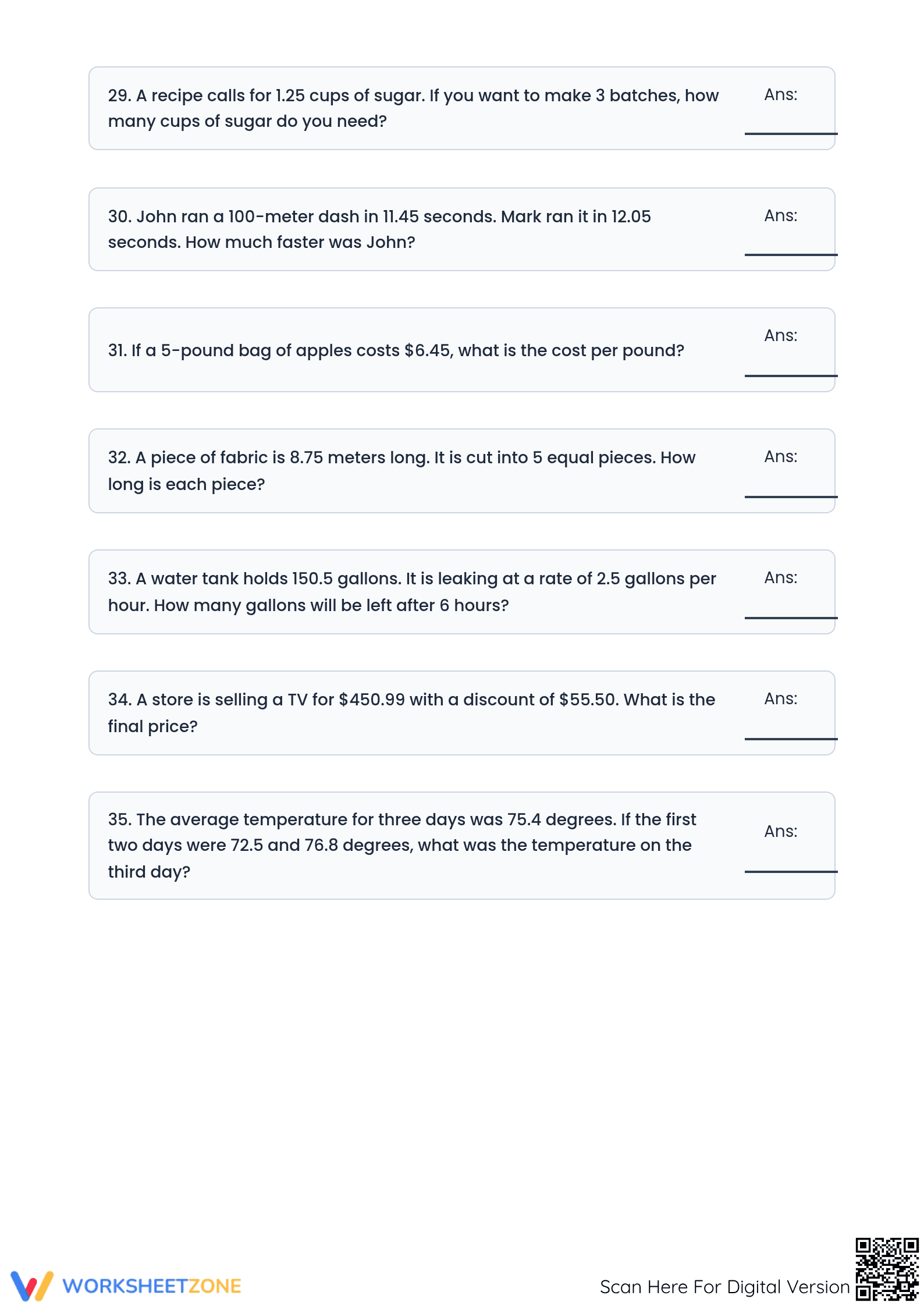 5.NBT.B.7 Worksheet: Decimal Operations — Grade 5 Aligned - Page 5