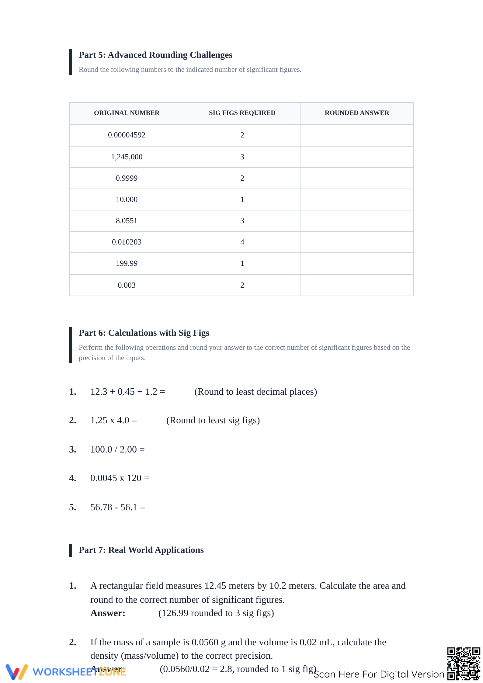 Printable Significant Figures Worksheet | Grades 9-12 Math - Page 3