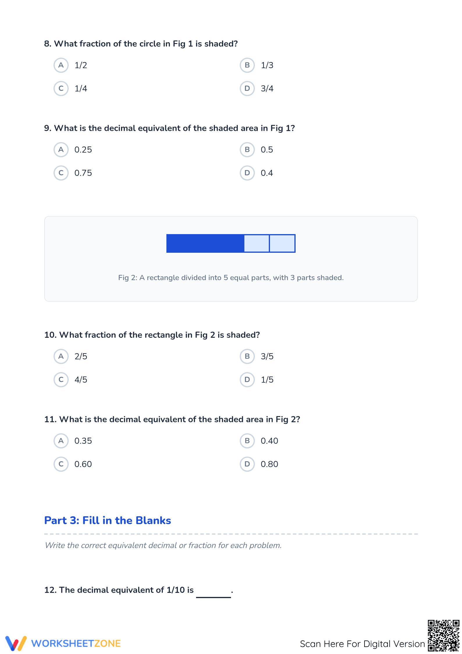 5.NBT.A.3 Worksheet: Fractions & Decimals — Grade 5 Aligned - Page 3
