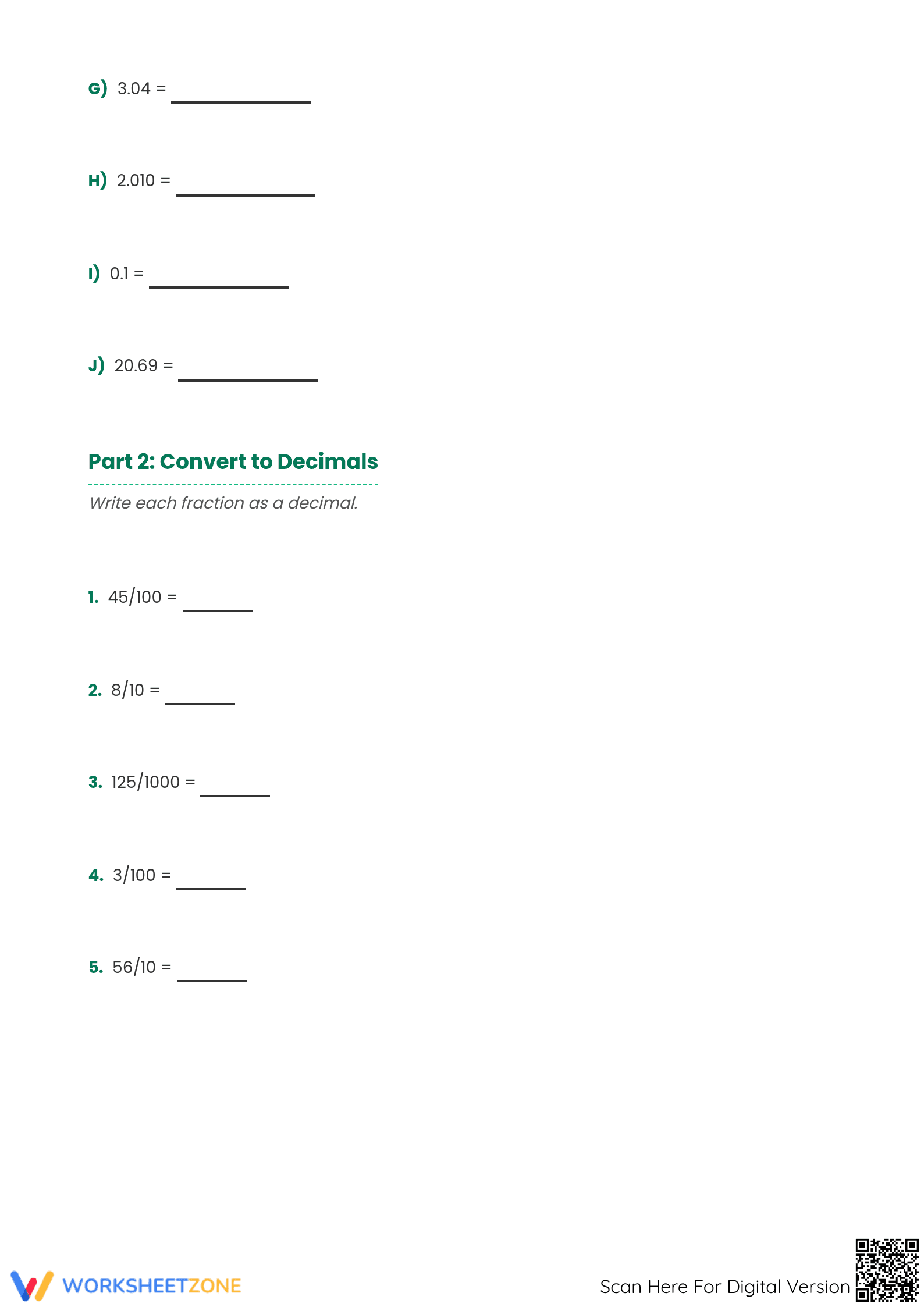 Essential Decimals and Fractions Practice | Grade 5 Math - Page 2