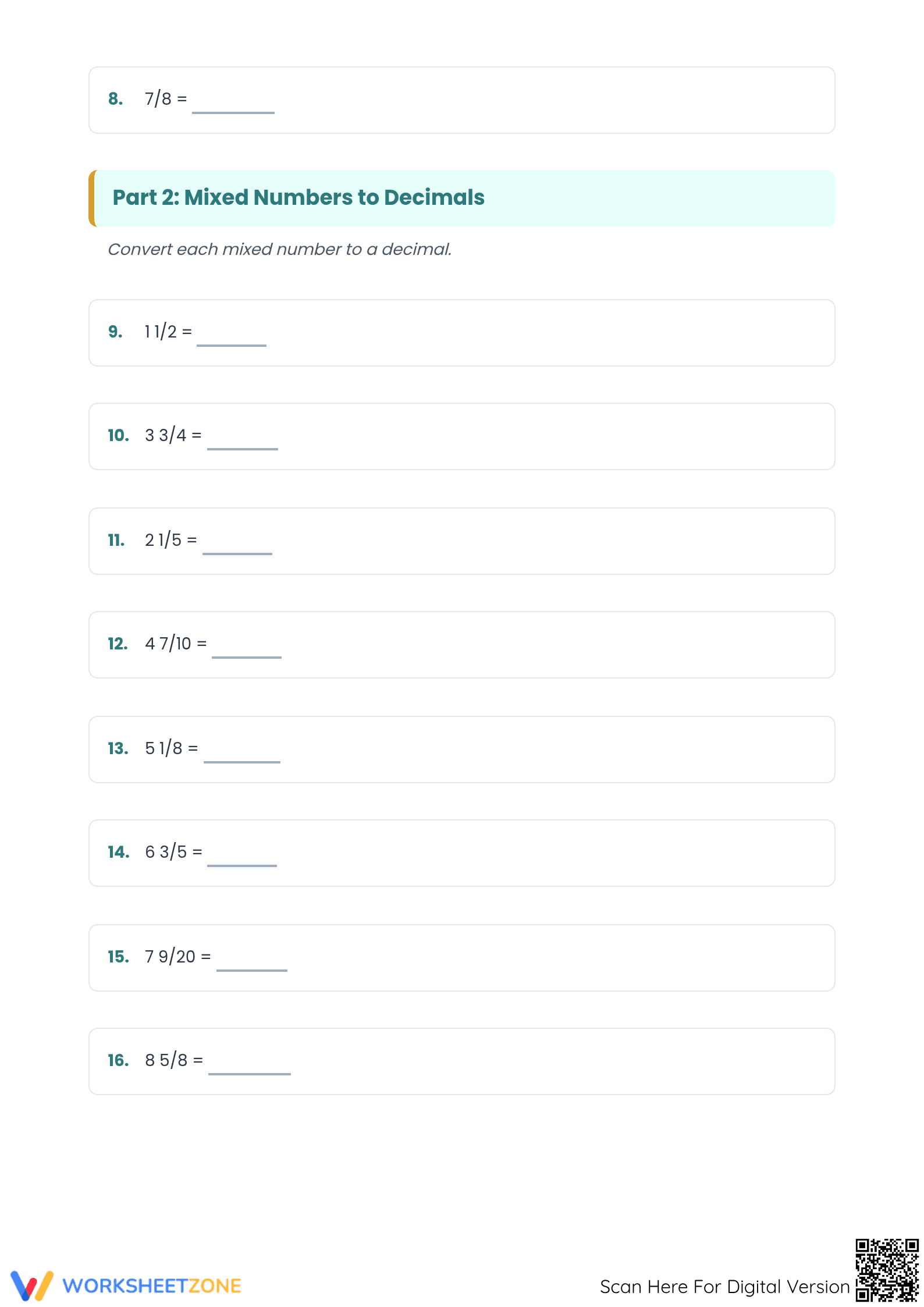Essential Decimal and Fraction Models Worksheet | Grade 4 - Page 2