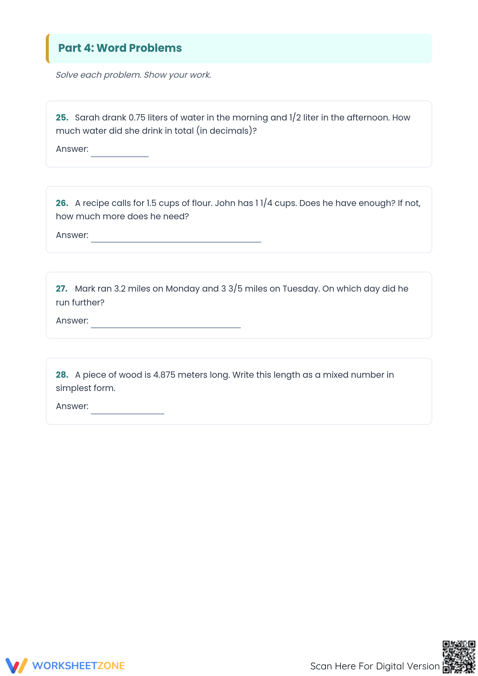 Essential Decimal and Fraction Models Worksheet | Grade 4 - Page 4