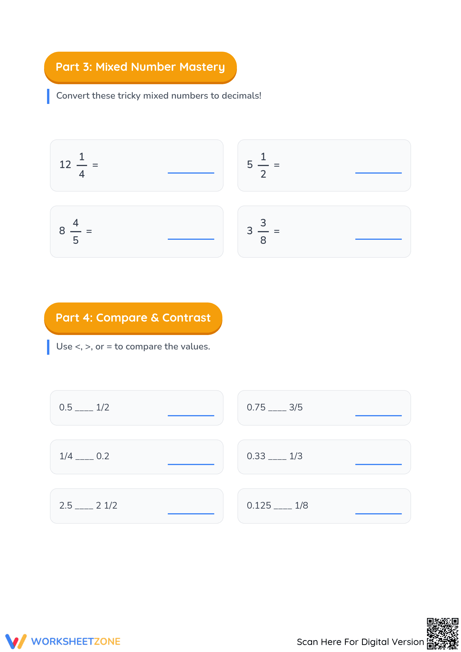 Essential Grade 5 Math: Convert Decimals to Fractions Worksheet - Page 3