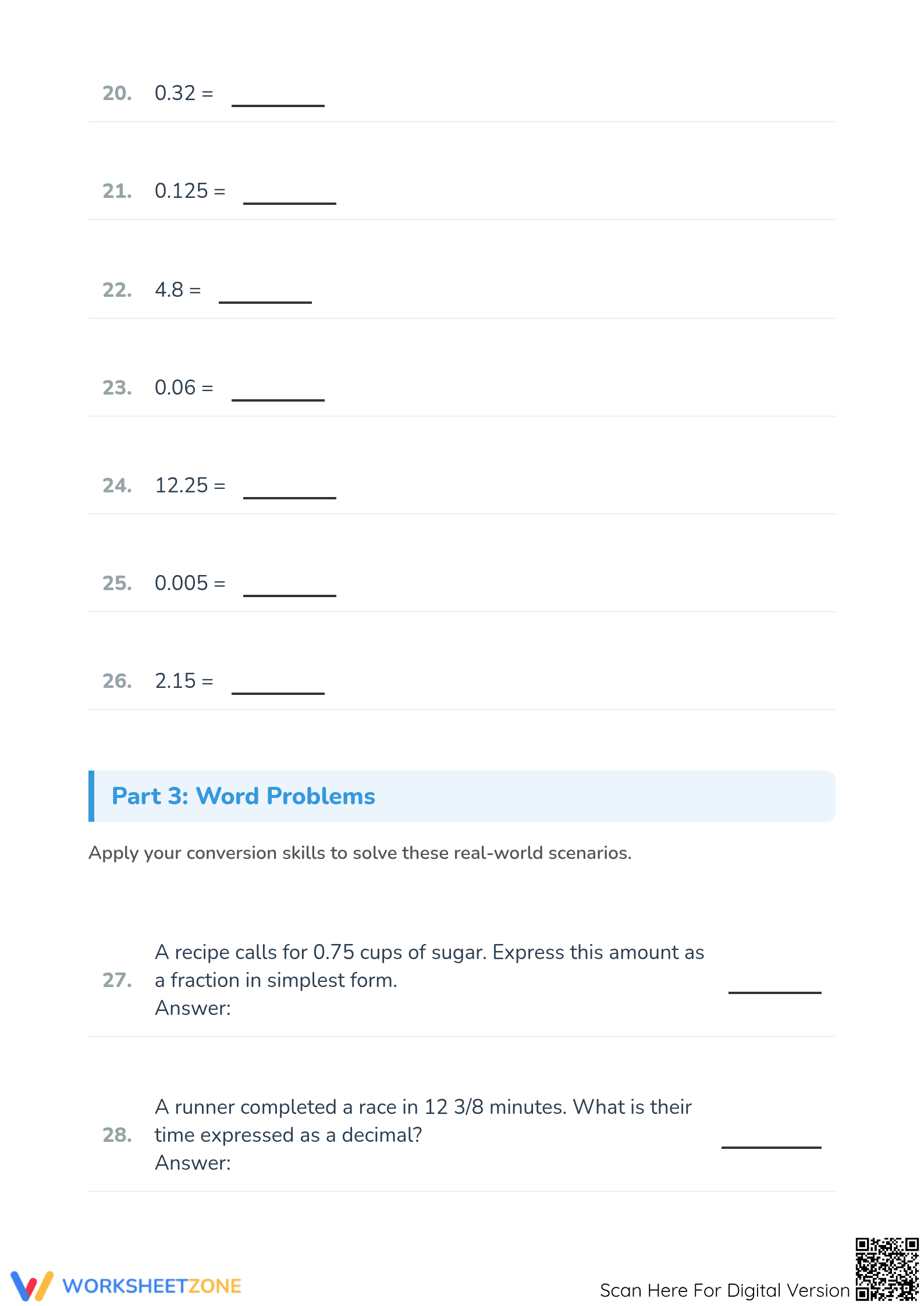 Essential Convert Decimal to Fraction Worksheet | Grade 5 - Page 4