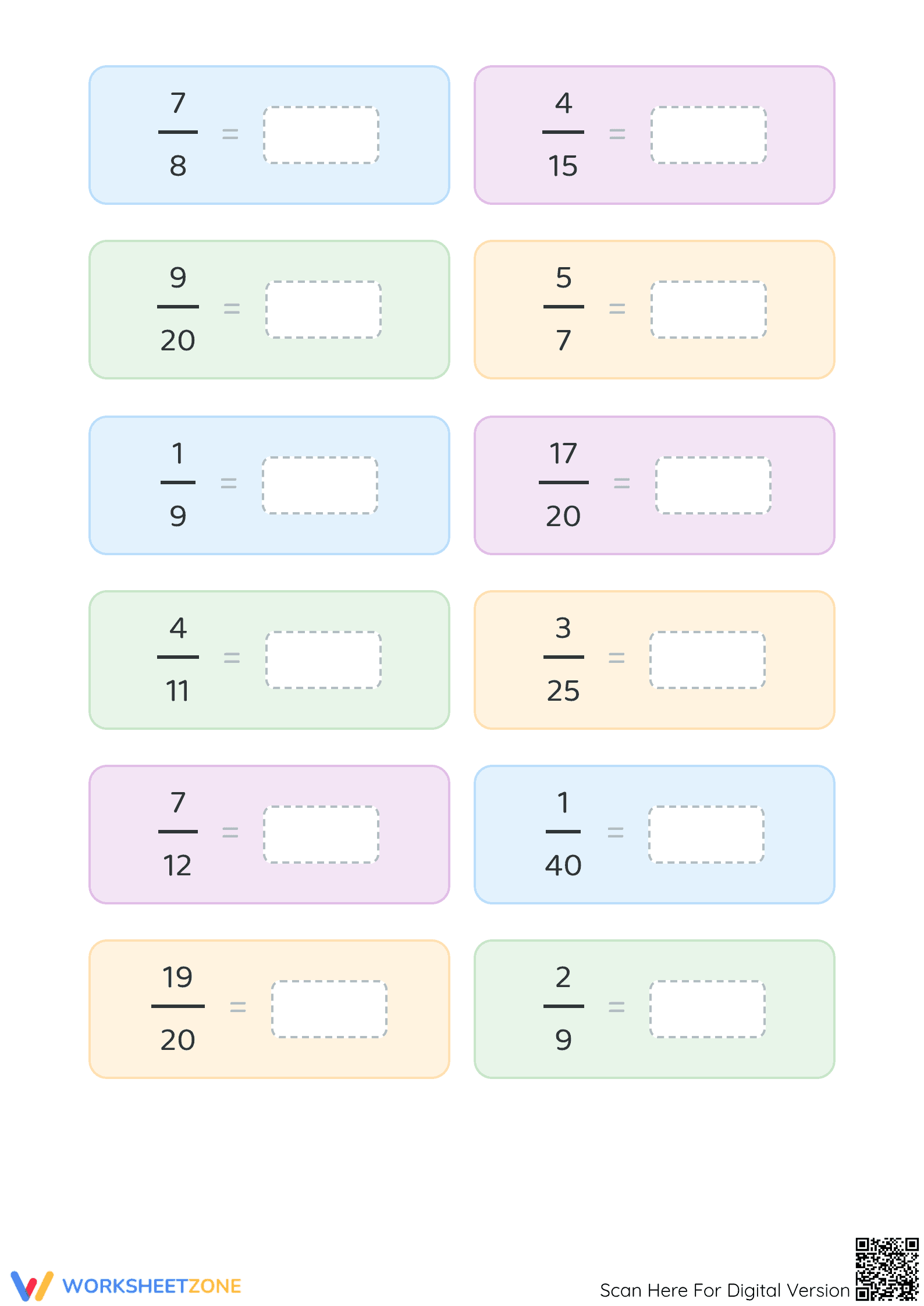 Essential Fractions to Decimals Worksheet | Grade 5 Math - Page 4