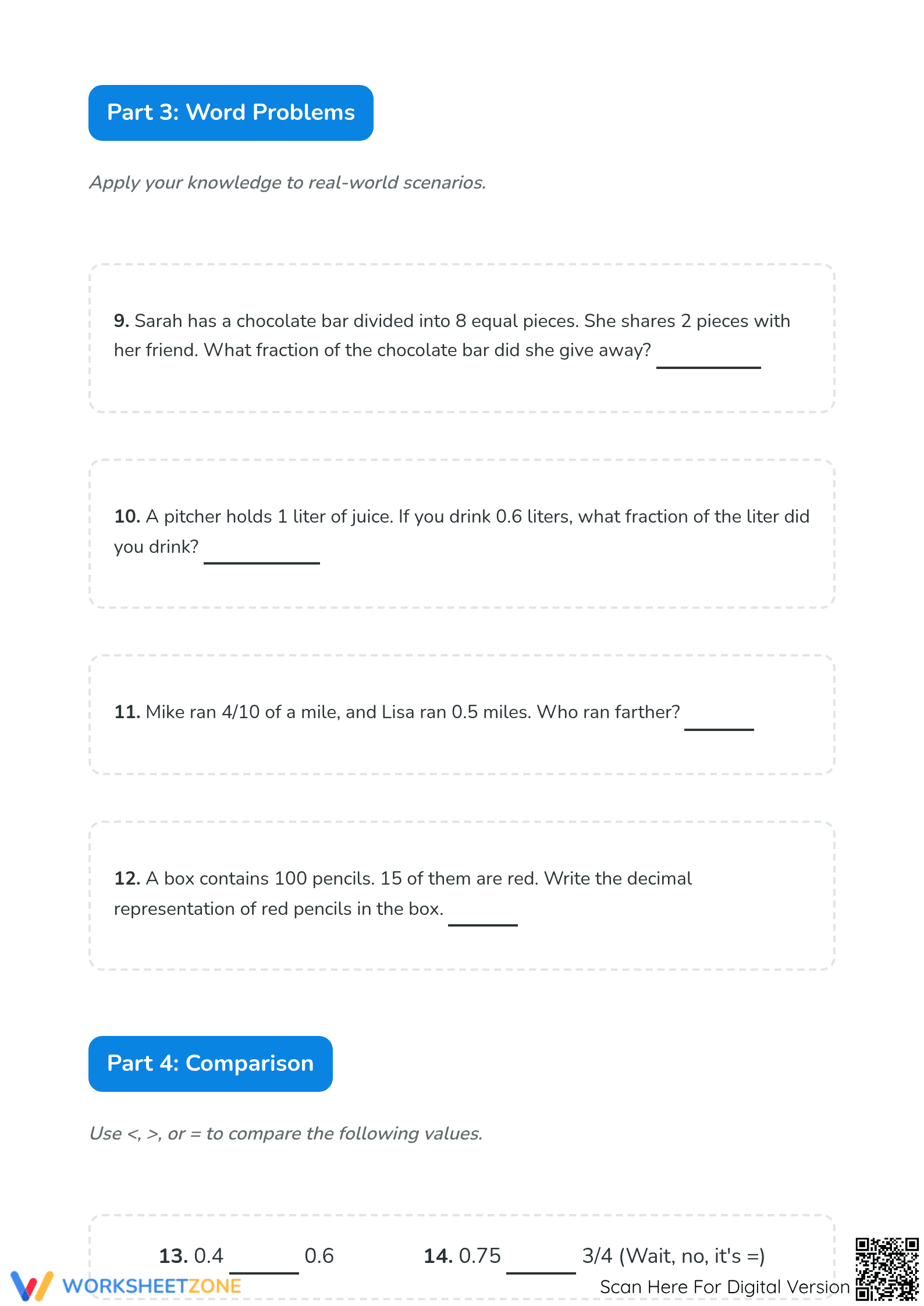 Essential Fraction and Decimals Practice | Grade 4 Worksheet - Page 4