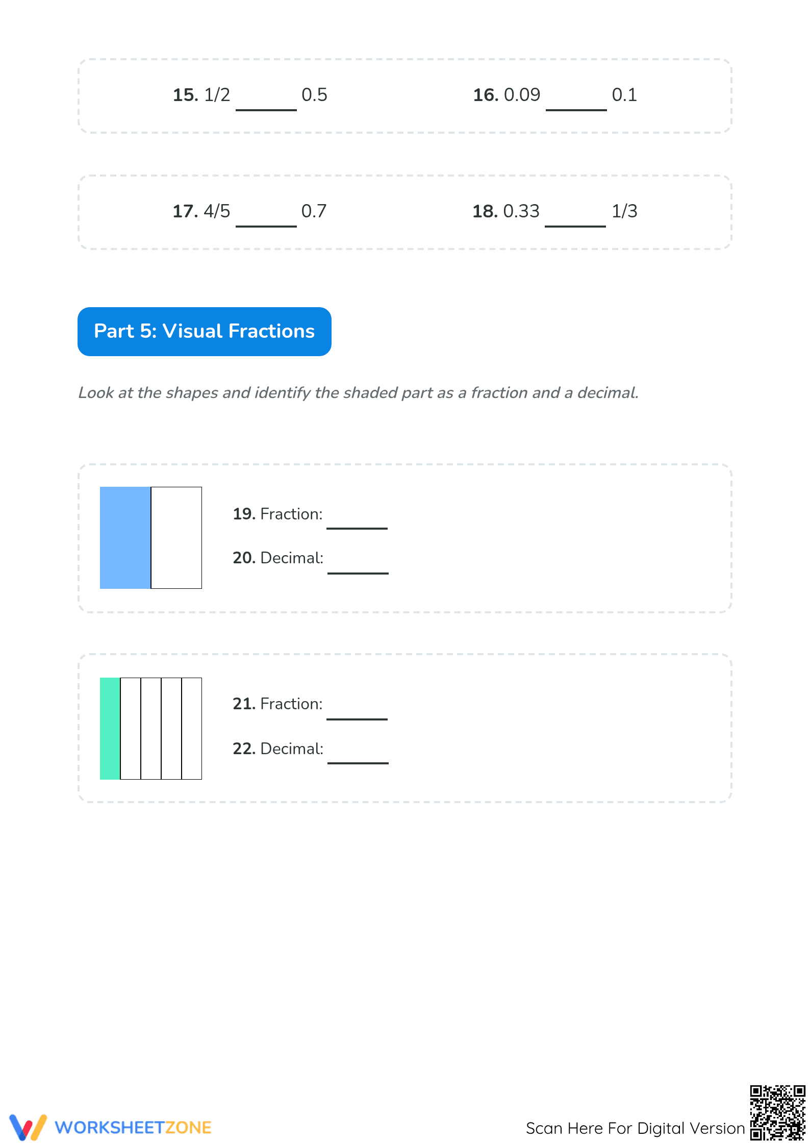 Essential Fraction and Decimals Practice | Grade 4 Worksheet - Page 5